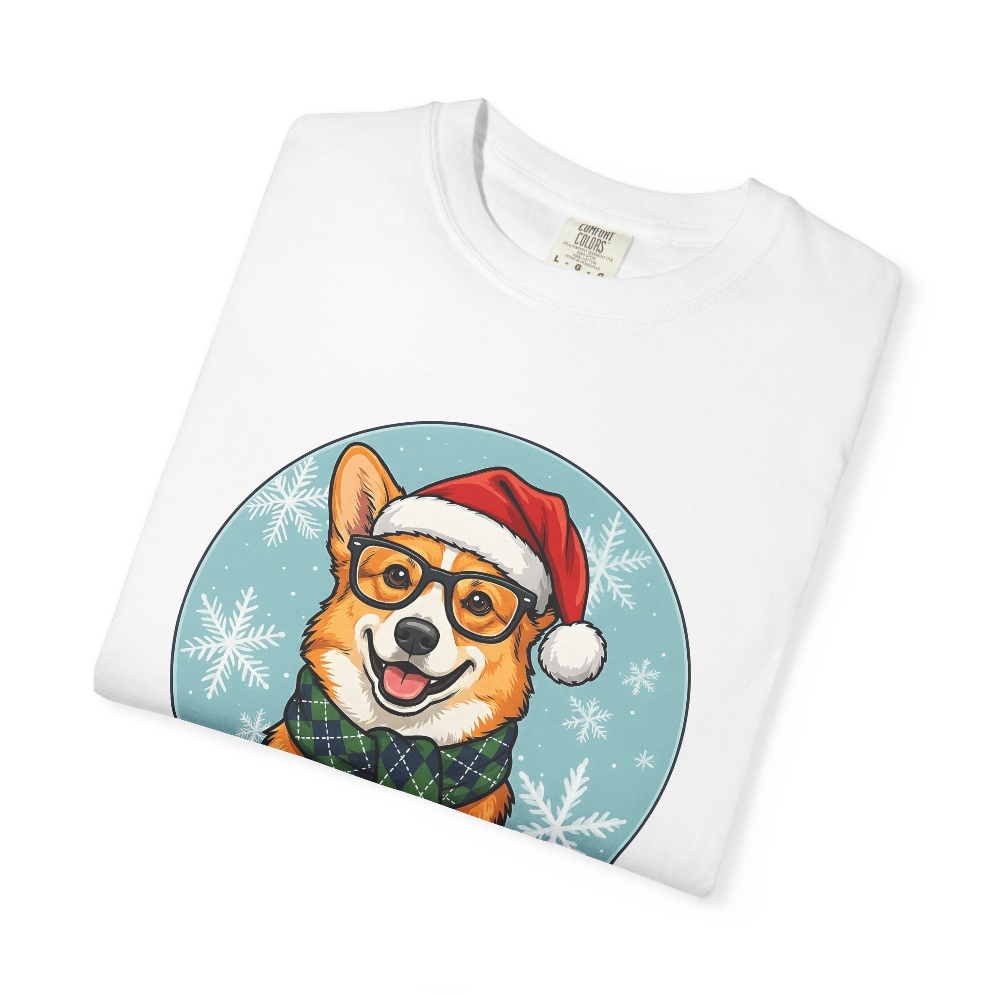Corgi Dog Shirt Dog Christmas Gift Women Cartoon Tee Puppy T-Shirt Dog Fan Cartoony Tshirt Holiday Graphic Vintage Santa Hat Tshirt