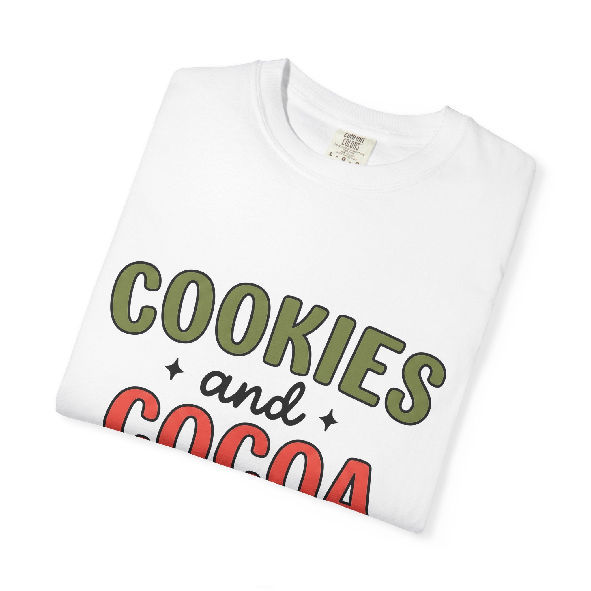 Sweet Cocoa Cookies Shirt Christmas Snacks Gift Women Joyful Tee Cookie T-Shirt Xmas Fan Cookie Art Tshirt Treat Graphic Hand Drawn Star
