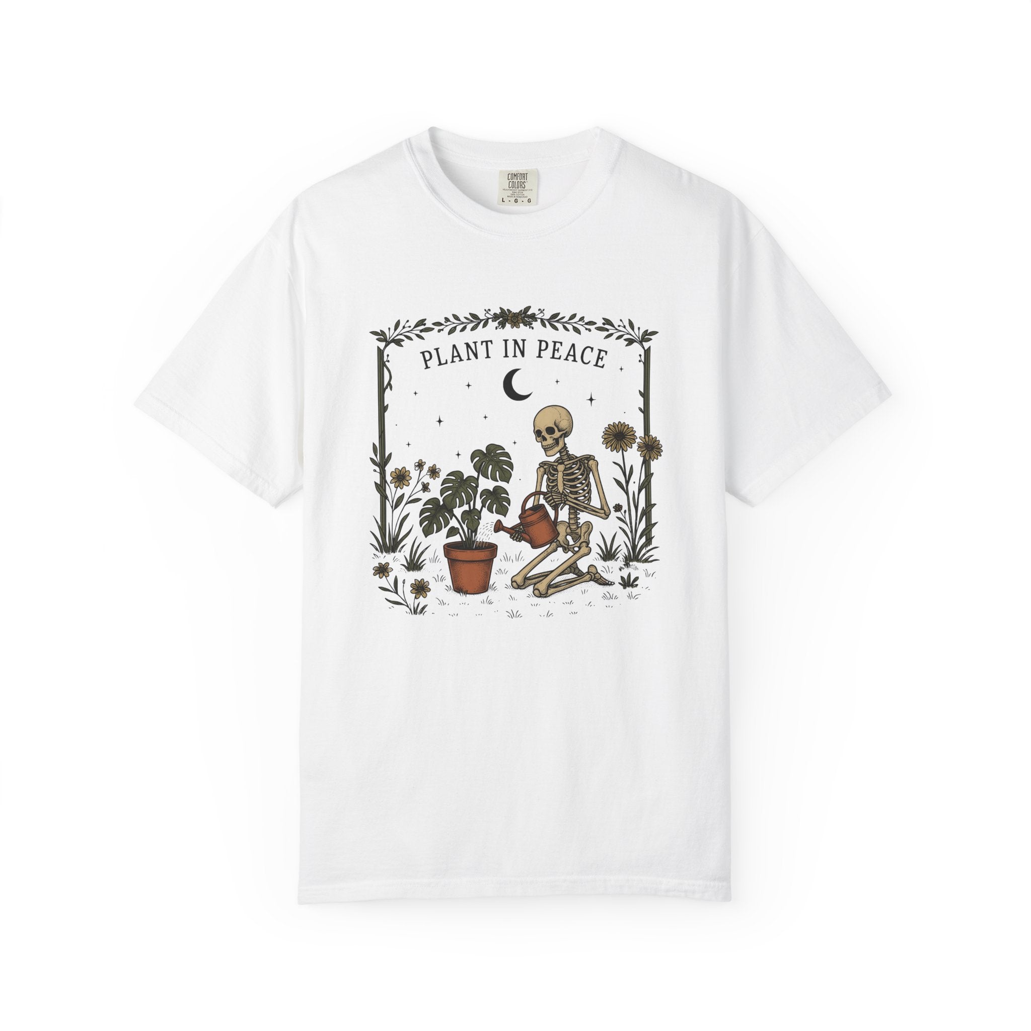 Skeleton Gardening Shirt Halloween Plant Gift Women Boho Tee Bones T-Shirt Spooky Fan Boho Chic Tshirt Floral Graphic Vintage Monstera