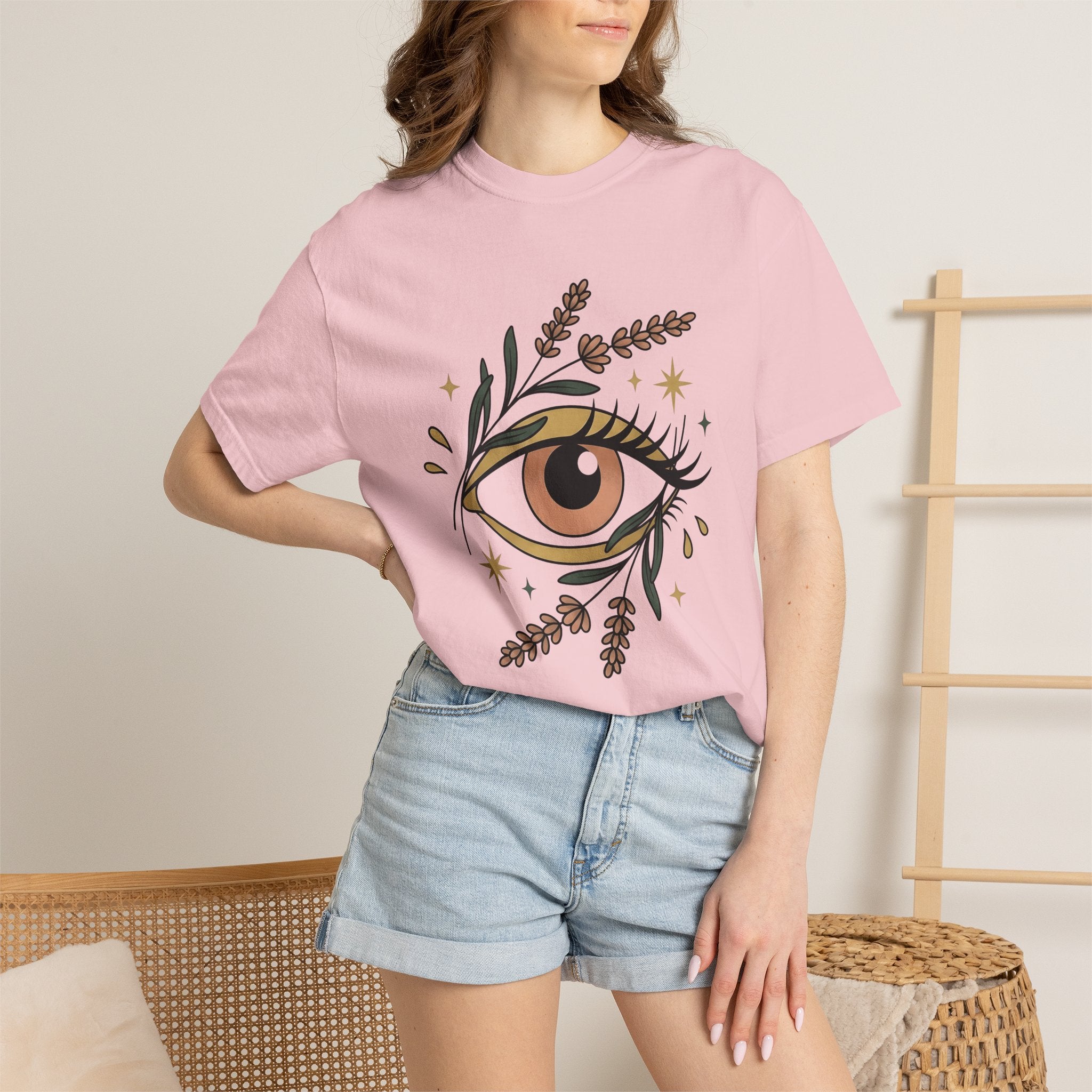Blossom Eye Shirt Boho Chic Mindfulness Gift Women Gypsy Tee Eye T-Shirt Bohemian Fan Tribal Tshirt Meditation Graphic Sleek Sparkle Tshirt
