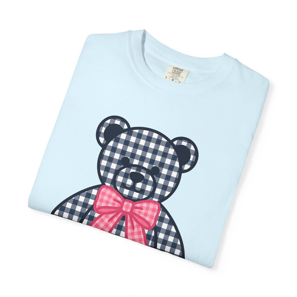 Plaid Teddy Bear Shirt Cute Animal Gift Women Kawaii Tee Teddy Bear T-Shirt Cute Fan Cartoon Tshirt Creature Graphic Minimalist Pink Bow