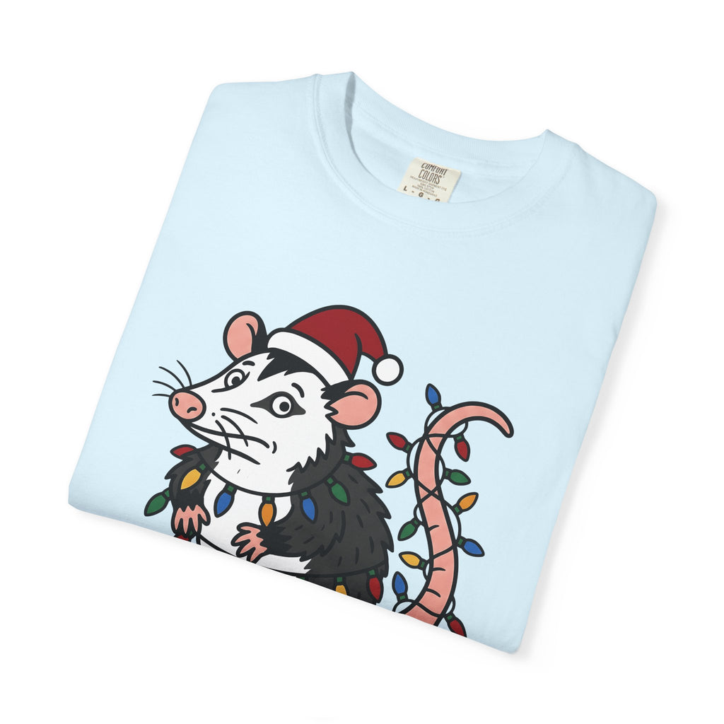 Possum Christmas Hat Shirt Christmas Pet Gift Women Doodle Tee Opossum T-Shirt Christmas Fan Opossum Doodle Tshirt Pet Graphic Line Art Xmas