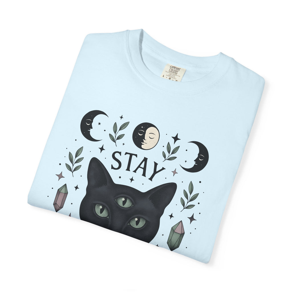 Mystical Cat Shirt Boho Chic Esoteric Gift Women Bohemian Tee Cat T-Shirt Hippie Fan Tribal Tshirt Occult Graphic Line Art Quartz Tshirt