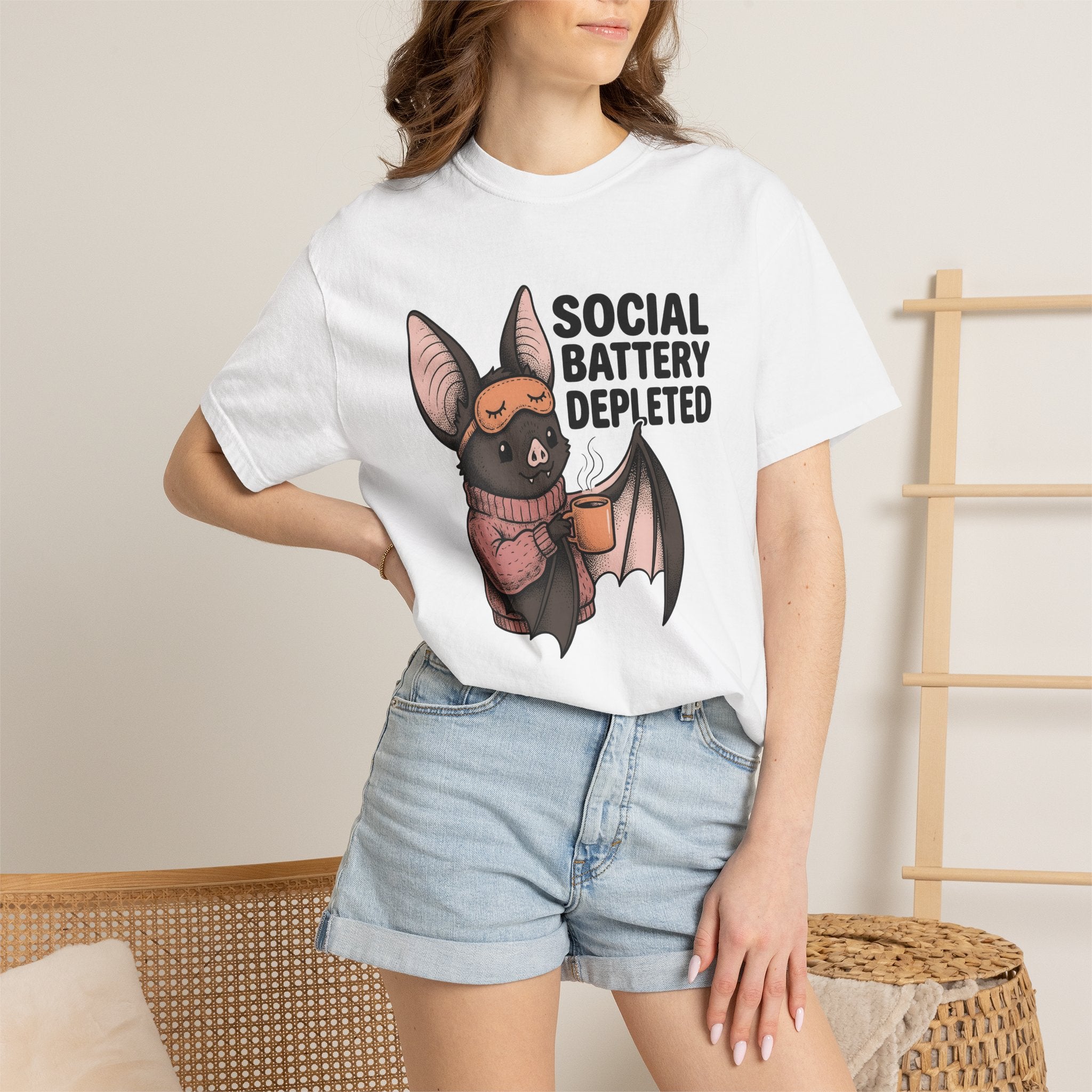 Vampire Coffee Shirt Halloween Character Gift Women Playful Tee Coffee T-Shirt Horror Fan Cartoons Graphic Doodle Pullover Tshirt