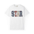 Flower Star Lettering Shirt 4th Of July America Gift Women Strong Tee Floral T-Shirt Patriotic Fan Bold Tshirt American Graphic Vintage