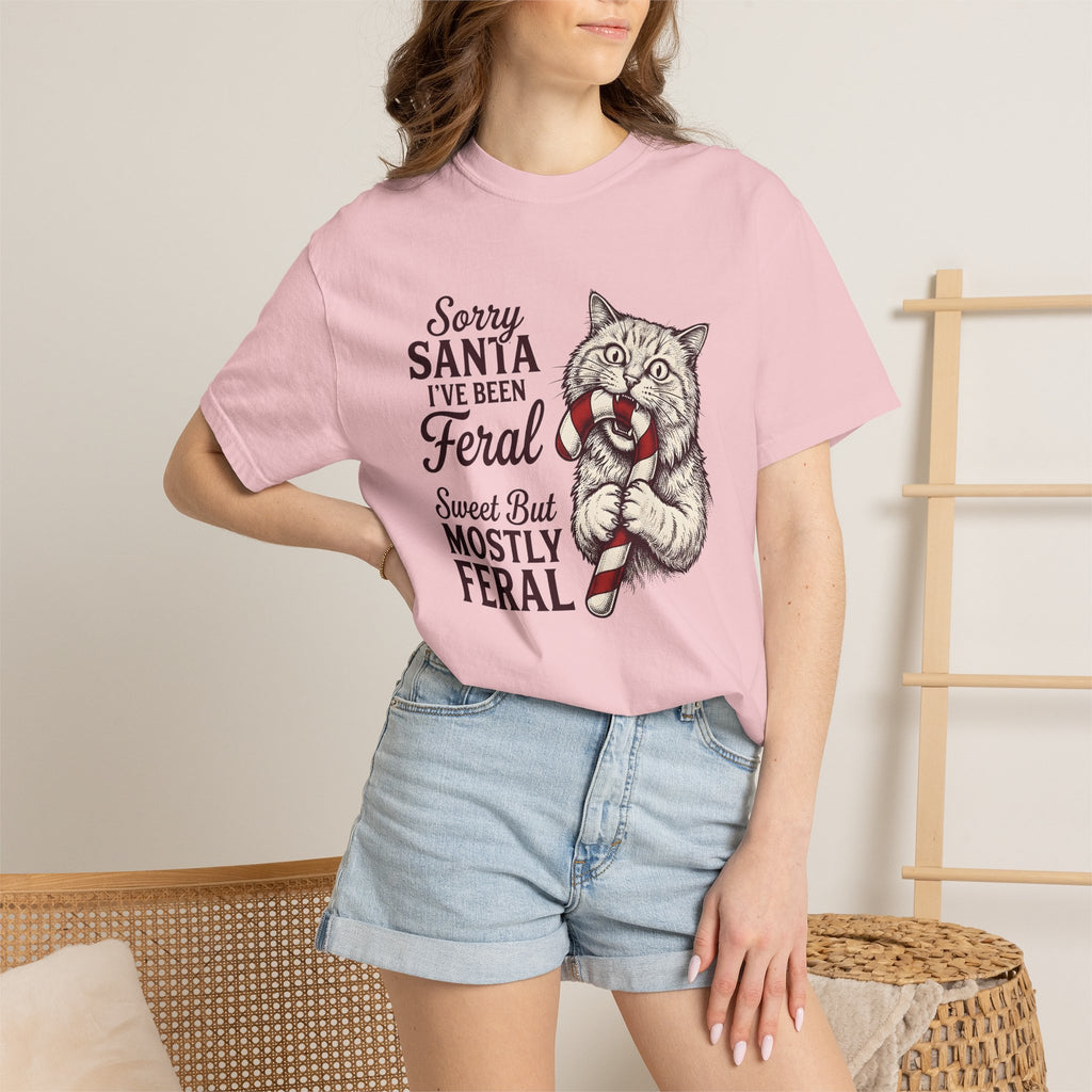 Kitten Candy Cane Shirt Cat Festive Gift Women Retro Tee Kitten T-Shirt Cat Fan Fabulous Tshirt Holiday Graphic Sketch Xmas Tshirt