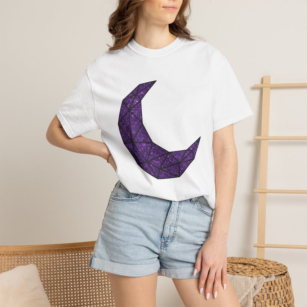 Geometric Moon Shirt Boho Chic Astrology Gift Women Shimmer Tee Lunar T-Shirt Bohemian Fan Glamorous Graphic Tshirt Clean Jewel Tshirt