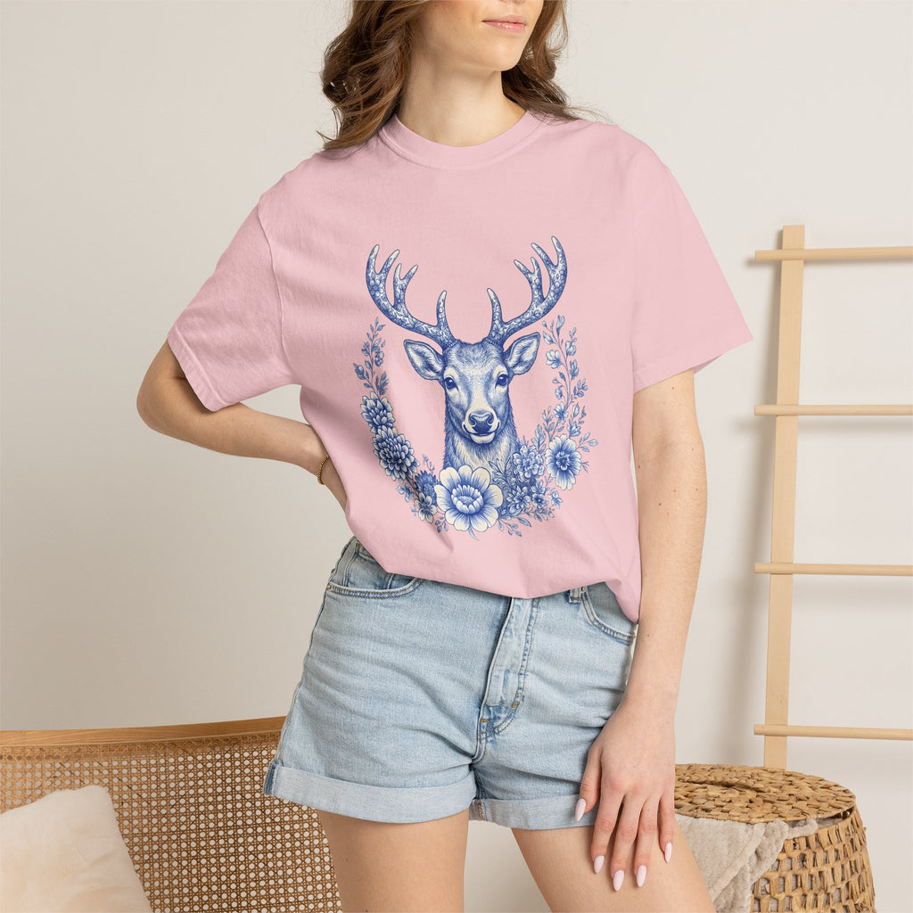 Elk Bloom Shirt Christmas Nature Gift Women Wildflower Tee Wapiti T-Shirt Xmas Fan Wildlife Graphic Wildflower Illustration Classic Rack