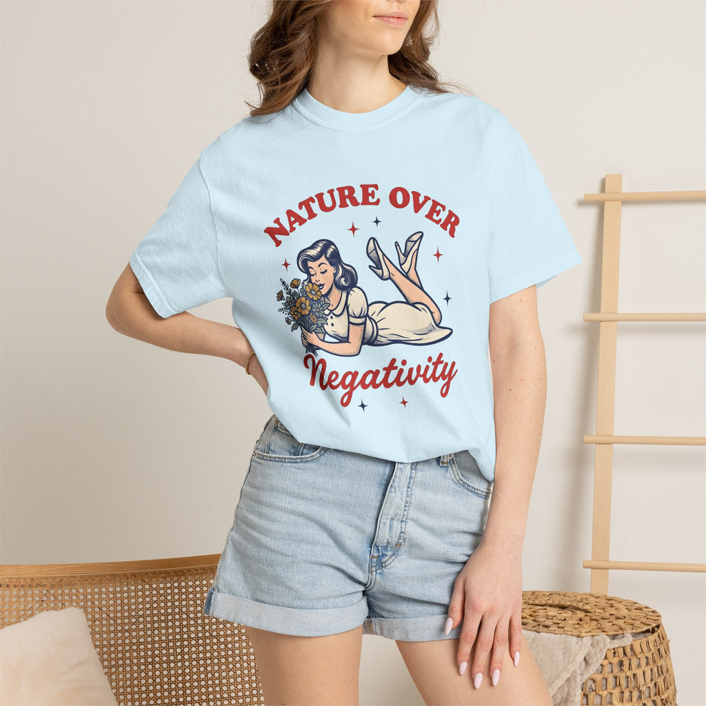 Girl Flowers Shirt Nature Positivity Gift Women Vintage Tee Floral T-Shirt Earth Fan Bohemian Tshirt Optimistic Graphic Retro Stars Tshirt