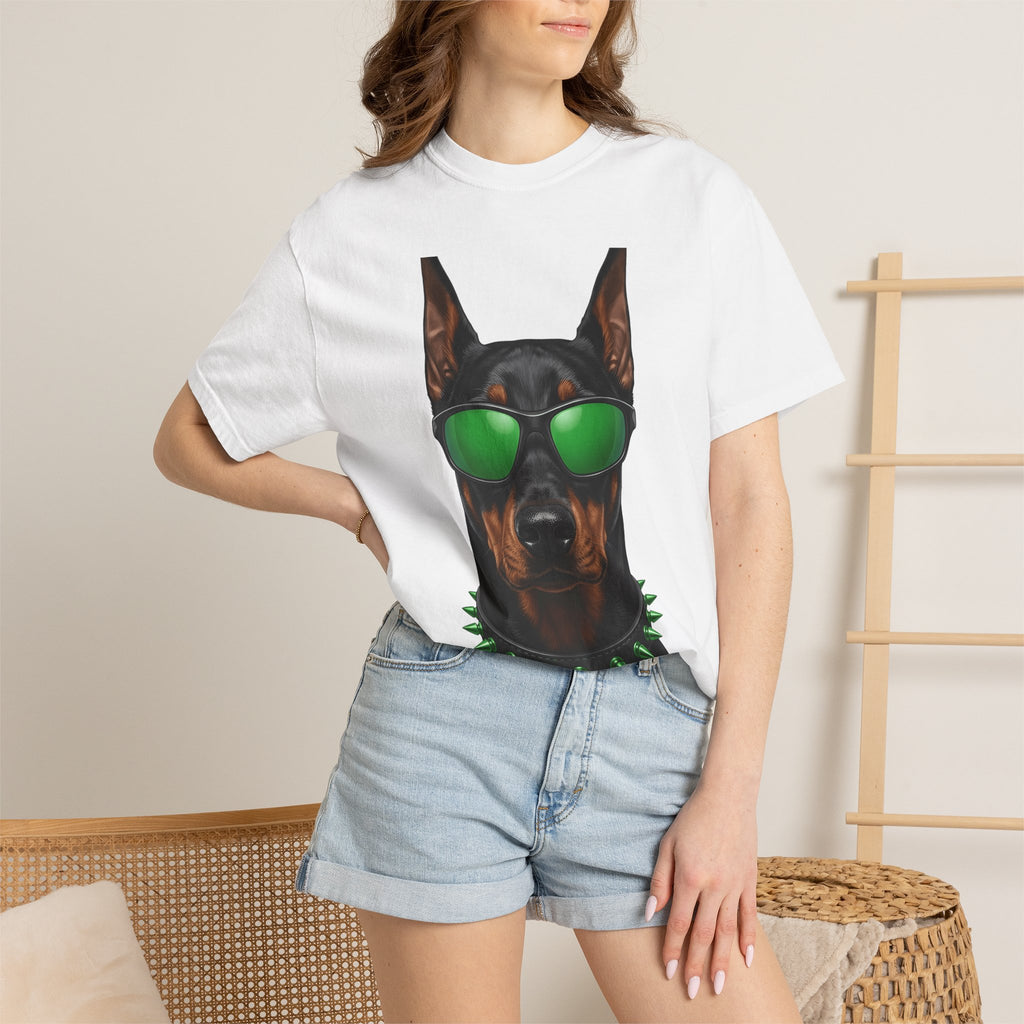 Doberman Pup Shirt St Patrick's Day Canine Fan Gift Women Lifelike Tee Dobermann T-Shirt Luck Fan Realistic Tshirt Dog Graphic Minimalist