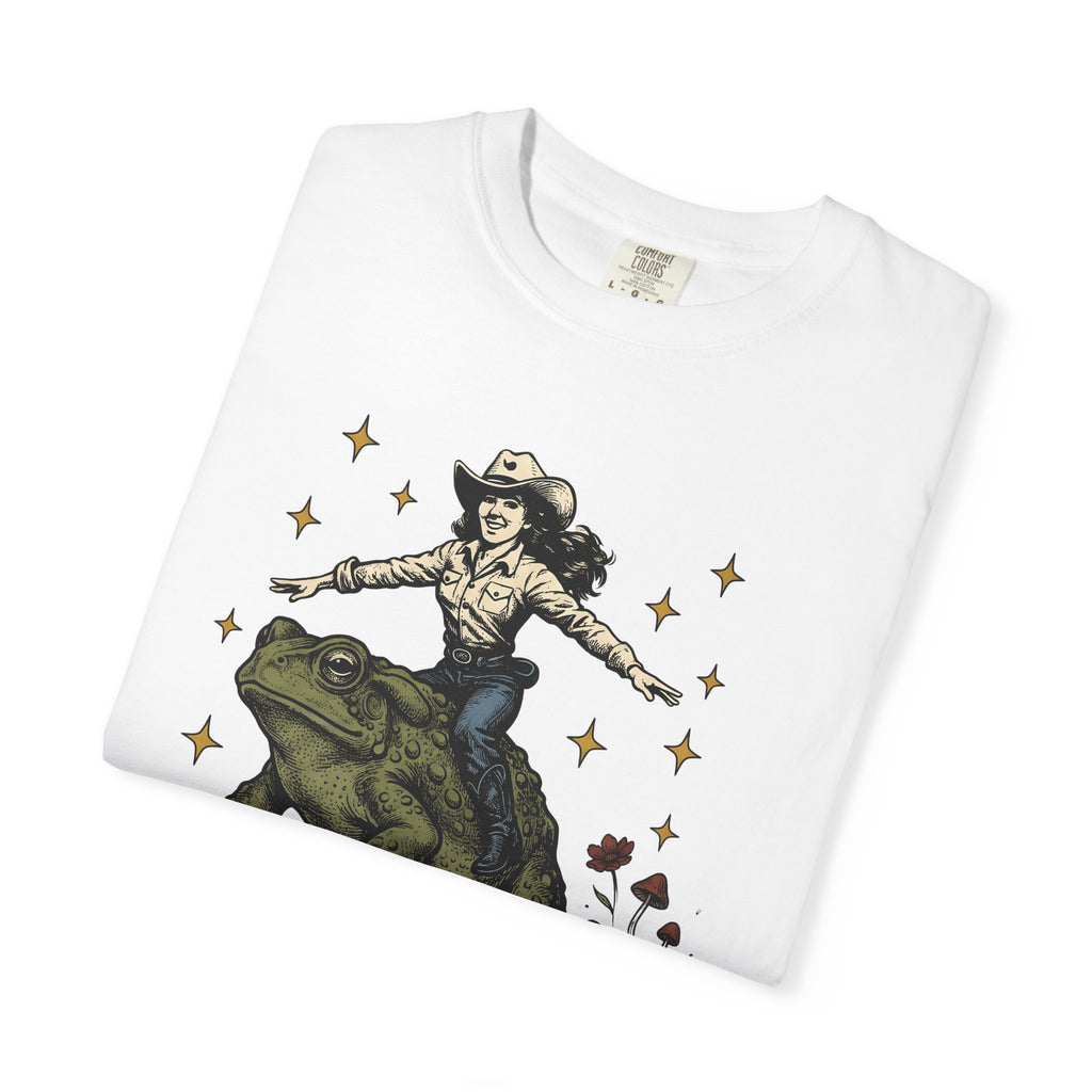 Cowgirl Riding Frog Shirt Cowgirl Western Gift Women Vintage Tee Rodeo T-Shirt Cowboy Fan Retro Tshirt Country Graphic Hand Drawn