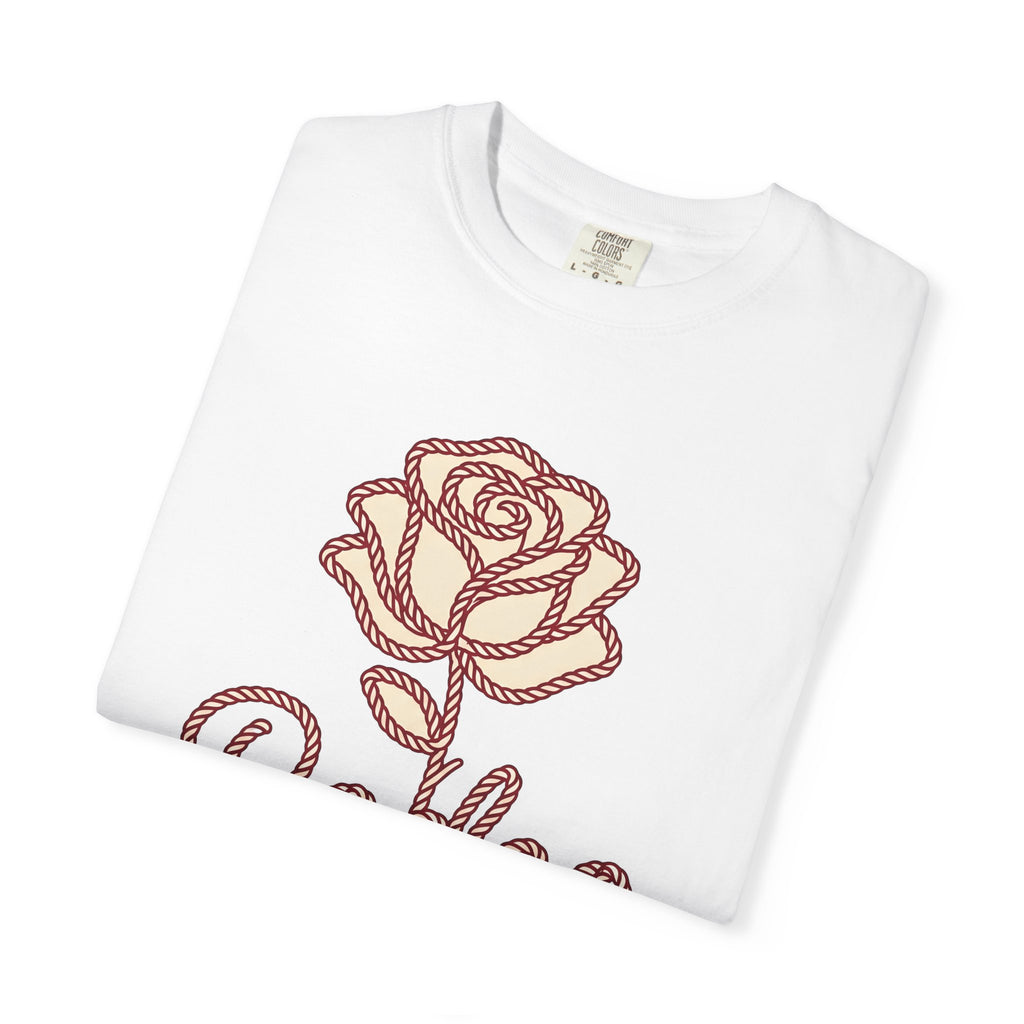 Cord Rose Shirt Cowgirl Livestock Gift Women Folk Tee Rose T-Shirt Rodeo Fan Handdrawn Tshirt Farm Graphic Sketch Noose Tshirt
