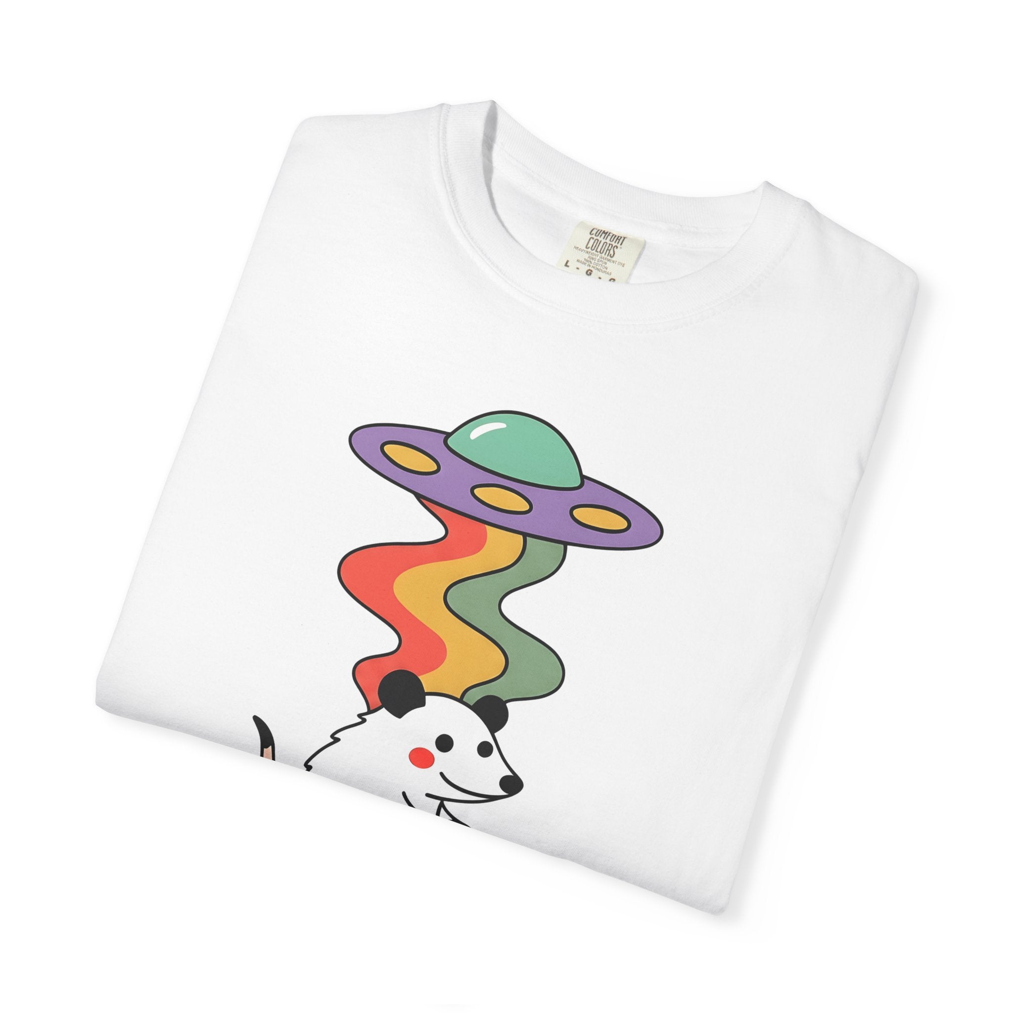 Opossum Bike Shirt Sports Biking Gift Women Comic Tee Possum T-Shirt Athlete Fan Cartoon Tshirt Cycling Graphic Vintage Flying Saucer Tshirt