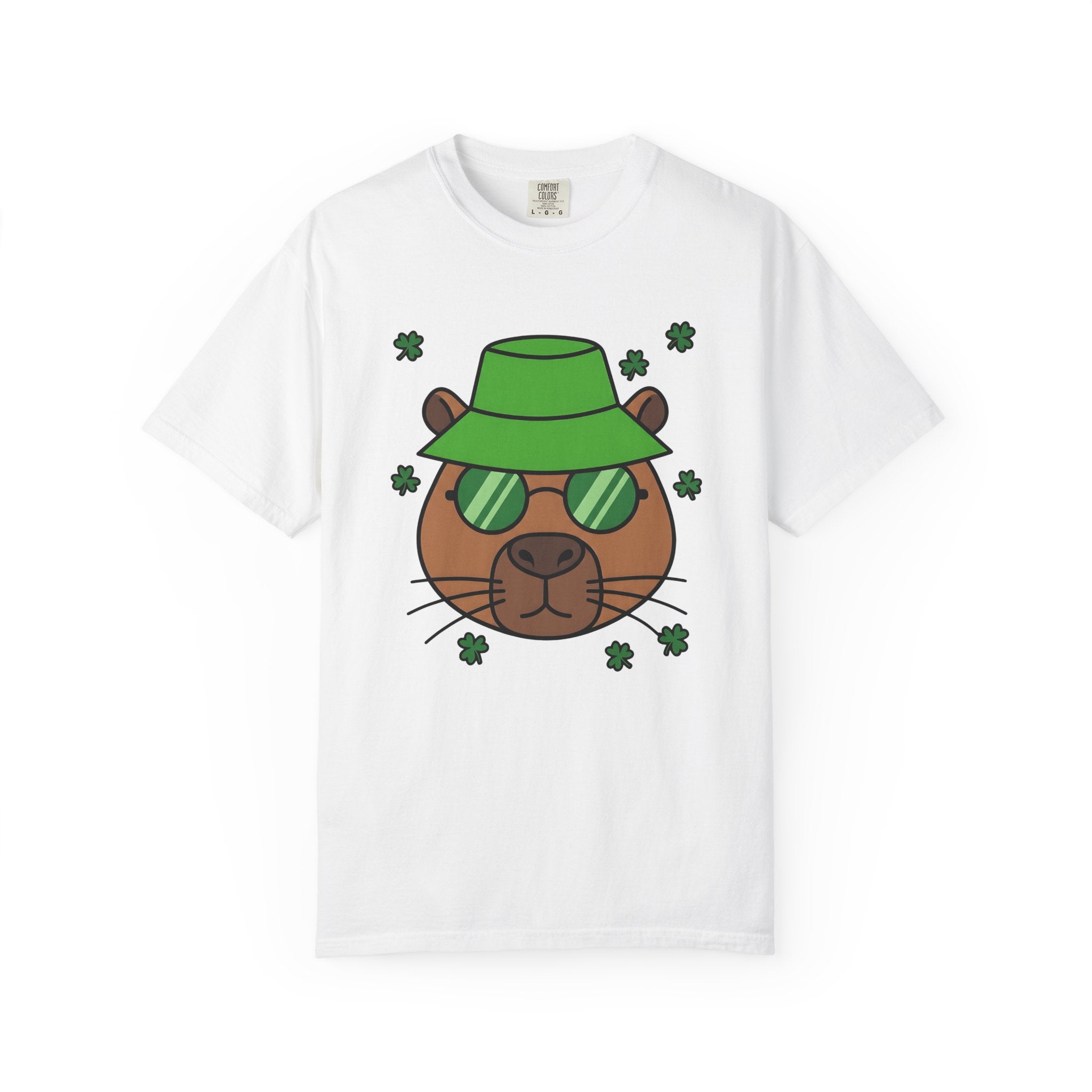 Capybara Shirt St Patrick's Day Critters Gift Women Caricature Tee Rodent T-Shirt Luck Enthusiast Cartoon Tshirt Animal Graphic Line Art