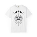 Lotus Flower Shirt Boho Chic Spiritual Gift Women Line Art Tee Waterlily T-Shirt Bohemian Enthusiast Illustration Graphic Mystical Design