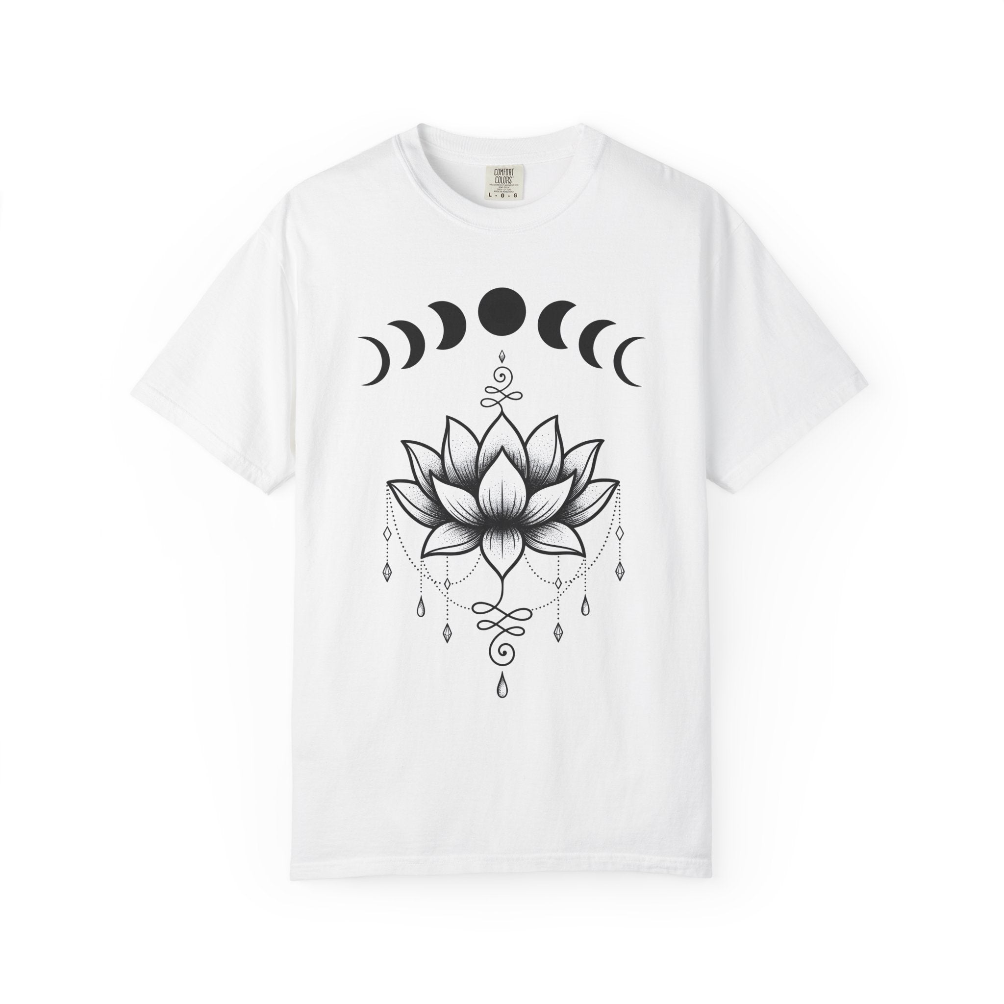 Lotus Flower Shirt Boho Chic Spiritual Gift Women Line Art Tee Waterlily T-Shirt Bohemian Enthusiast Illustration Graphic Mystical Design