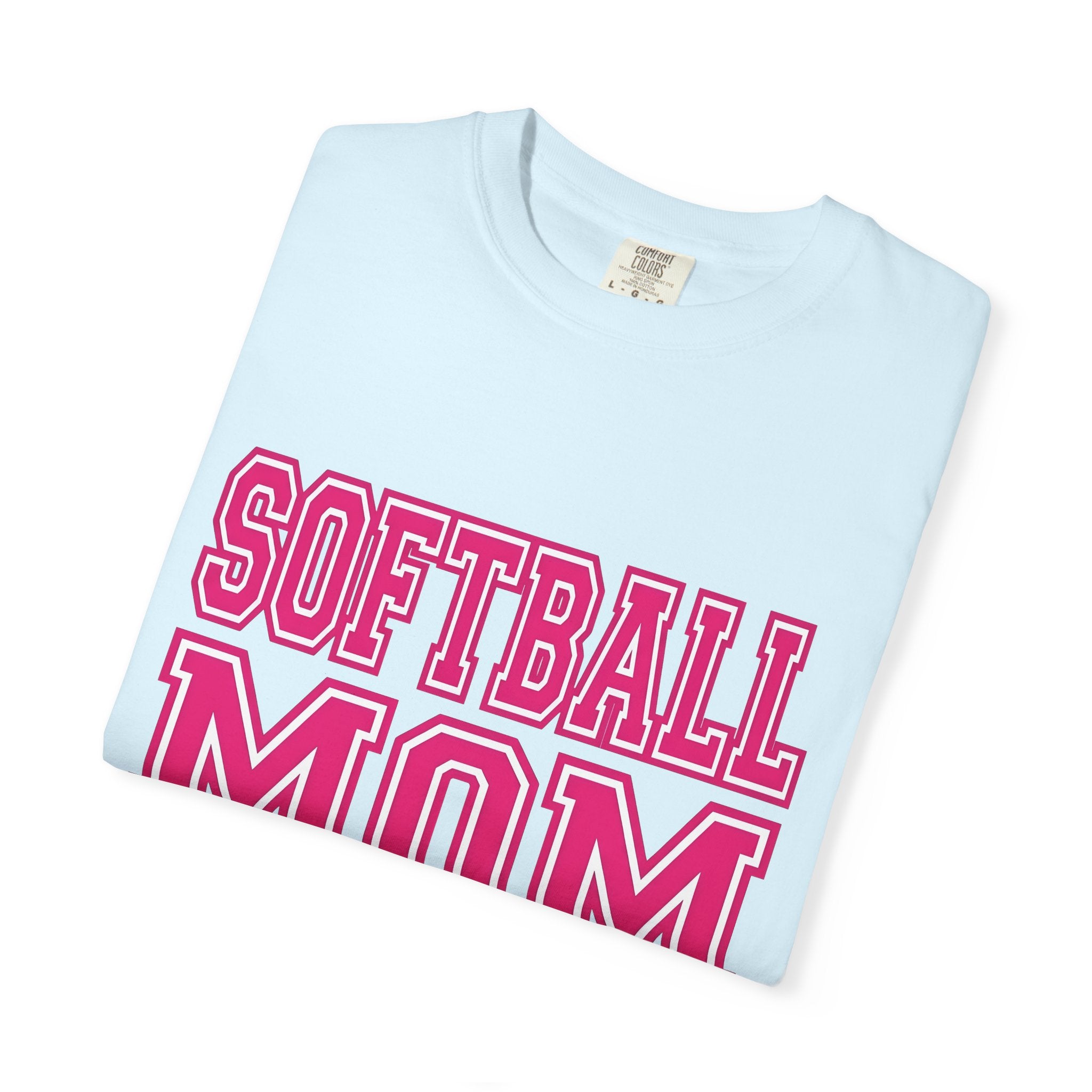 Varsity Text Shirt Moms Softball Gift Women Bold Tee Lettering T-Shirt Mom Fan Typography Tshirt Softball Graphic Retro Sports Theme Tshirt
