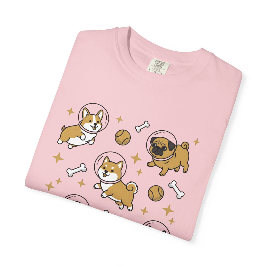 Astronaut Dogs Shirt Dog Space Gift Women Kawaii Tee Space Dog T-Shirt Dog Fan Canine Tshirt Galaxy Graphic Cartoon Tennis Ball Tshirt