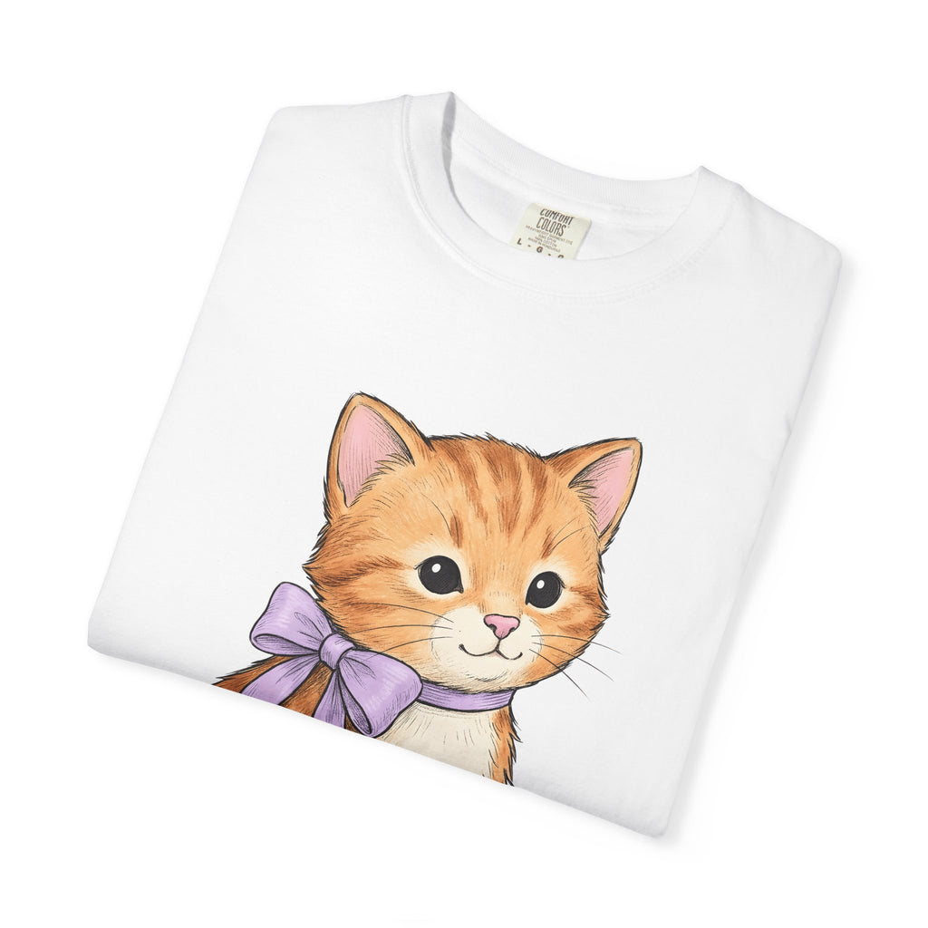Ginger Cat Shirt Cat Animal Gift Women Kawaii Tee Kitten T-Shirt Cat Fan Feline Tshirt Wildlife Graphic Sketch Ribbon Tshirt