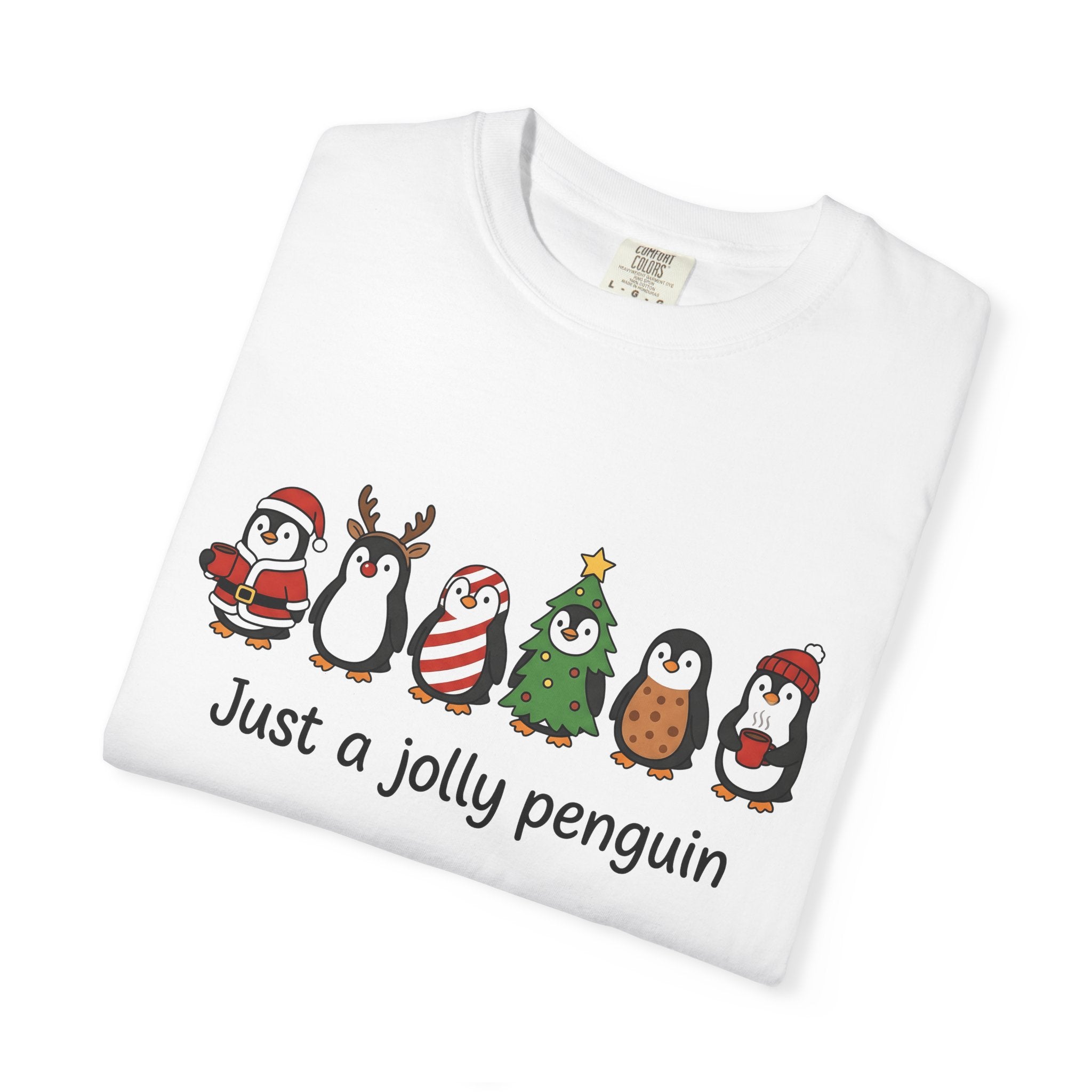 Penguin Drawing Shirt Christmas Pets Gift Women Sweet Tee Pinguin T-Shirt Xmas Fan Cartoon Tshirt Animal Graphic Animated Festive Hat Tshirt