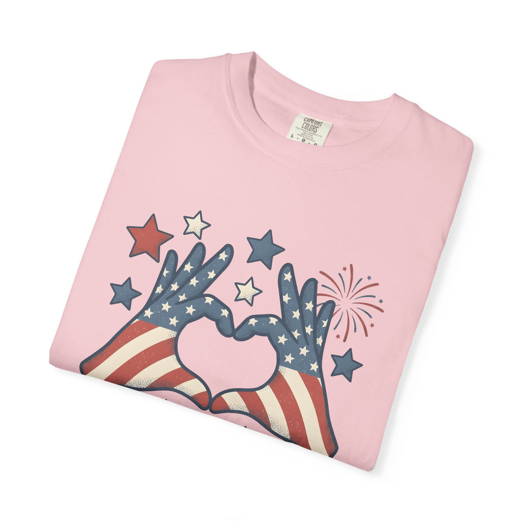 Patriotic Palms Shirt 4th Of July Event Gift Women Hand Drawn Tee American Palms T-Shirt Independence Day Enthusiast Illustrated Graphic