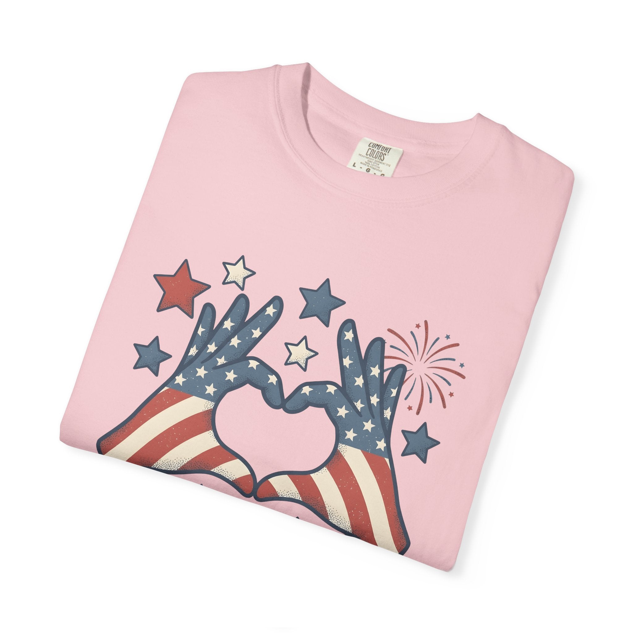 Patriotic Palms Shirt 4th Of July Event Gift Women Hand Drawn Tee American Palms T-Shirt Independence Day Enthusiast Illustrated Graphic