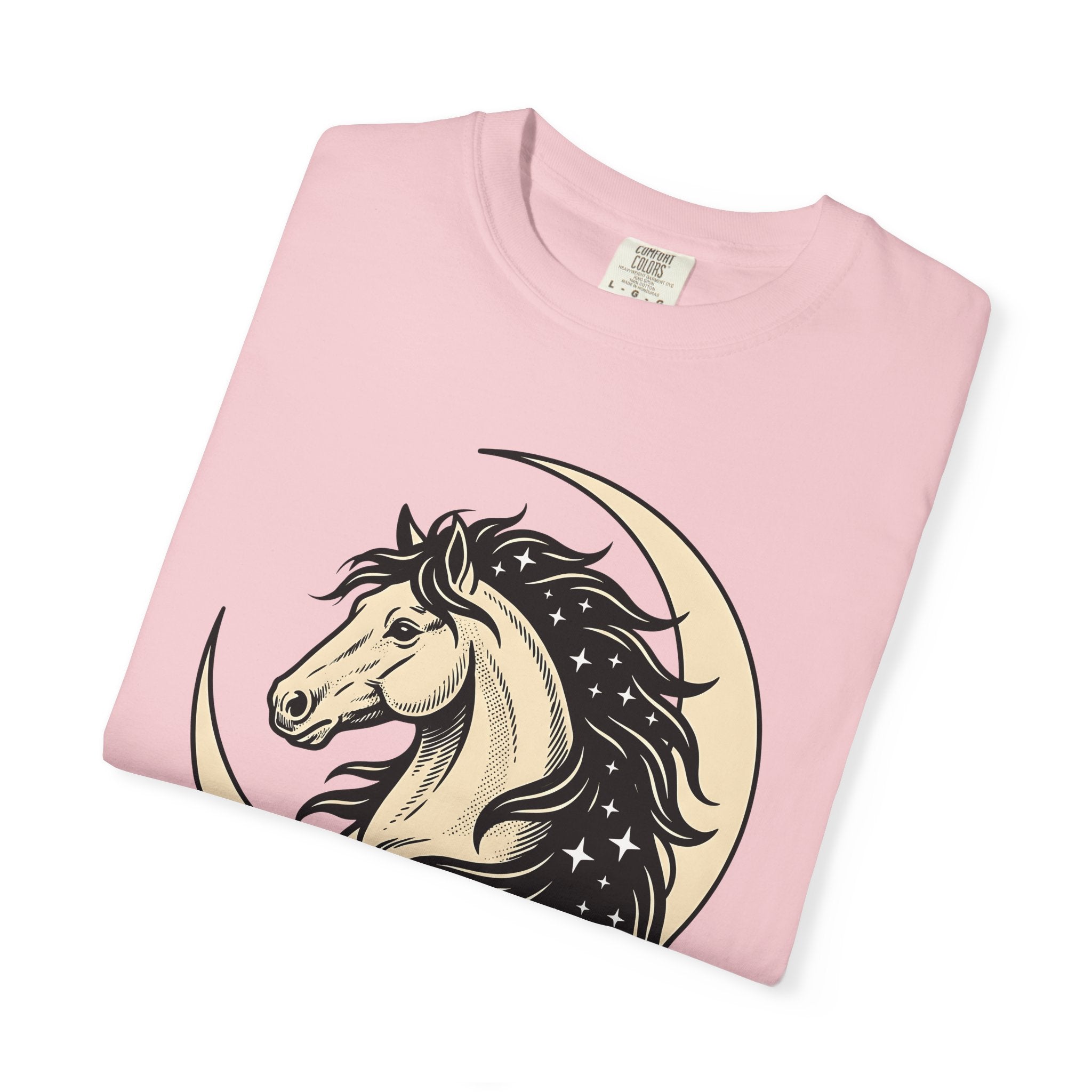 Horse Moon Shirt Cowgirl Wildlife Gift Women Hand Drawn Tee Equine T-Shirt Cowboy Fan Rodeo Tshirt Animal Graphic Country Starry Sky Tshirt