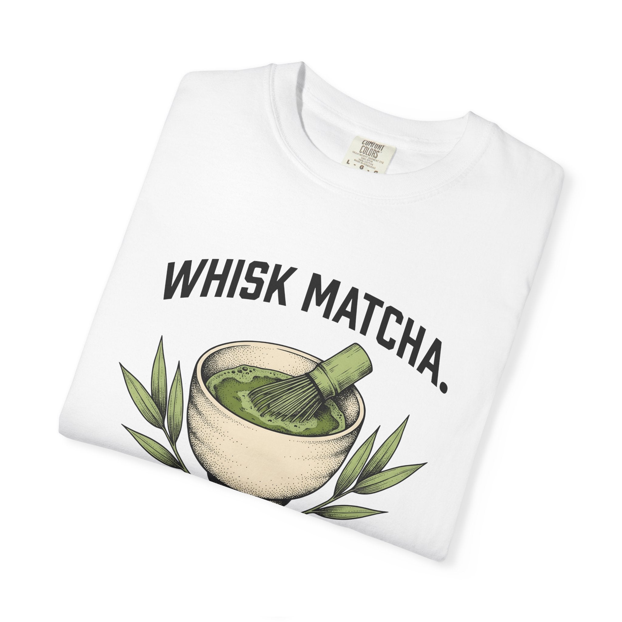 Matcha Bowl Shirt Drinks Tea Gift Women Hand Drawn Tee Matcha T-Shirt Beverage Fan Hand Drawn Tshirt Tea Illustration Vintage Bamboo Leaves