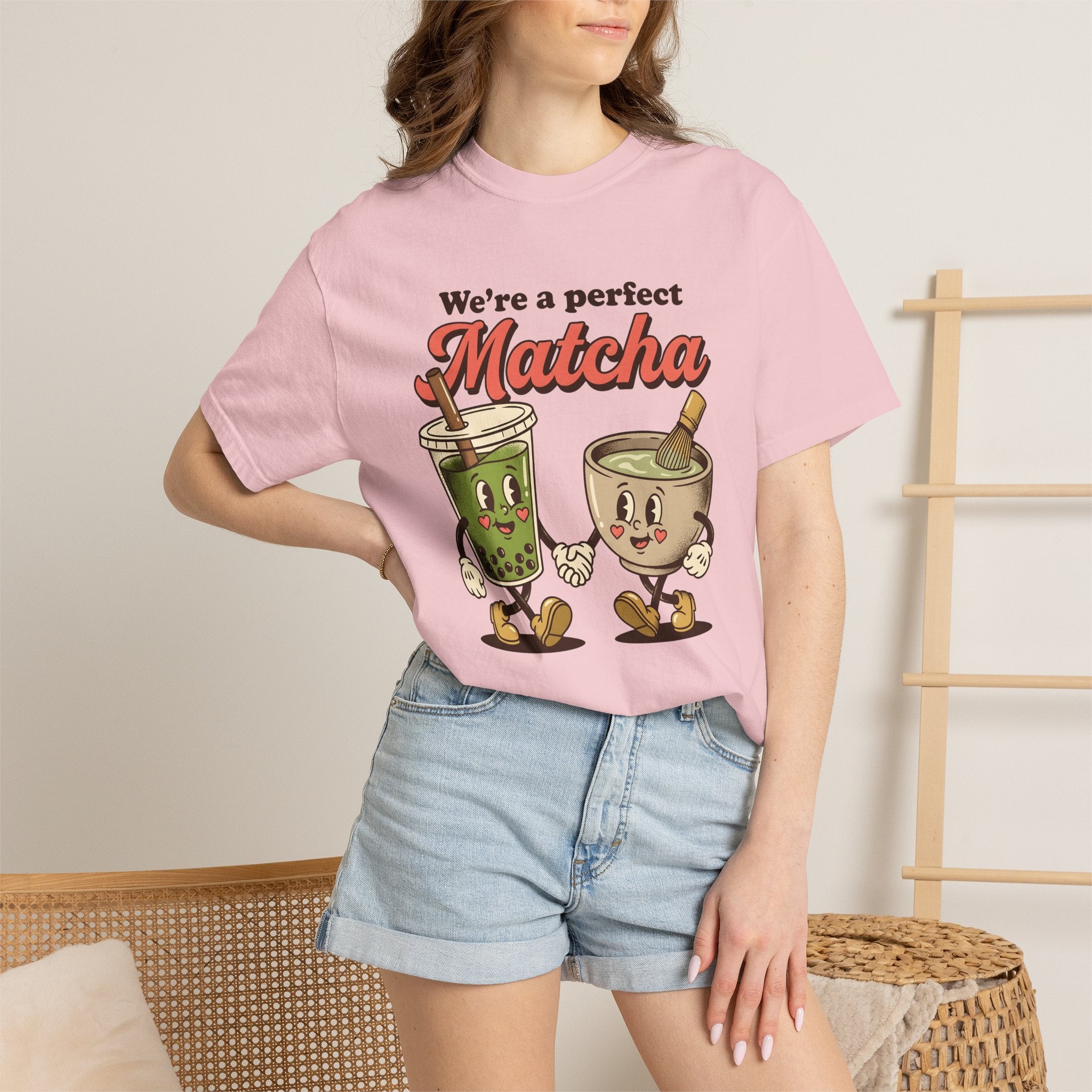 Matcha Tea Characters Shirt St. Valentine's Day Couple Gift Women Cartoon Tee Green Tea T-Shirt Valentine Fan Comic Tshirt Partnership