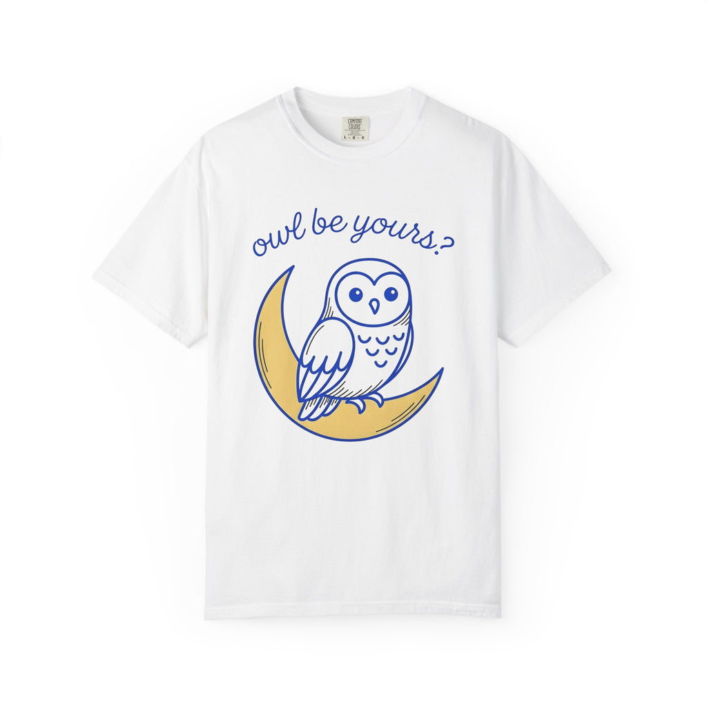 Owl Night Shirt Animals Love Gift Women Adorable Tee Owl T-Shirt Creature Fan Owl Art Tshirt Romance Graphic Simple Half Moon Tshirt