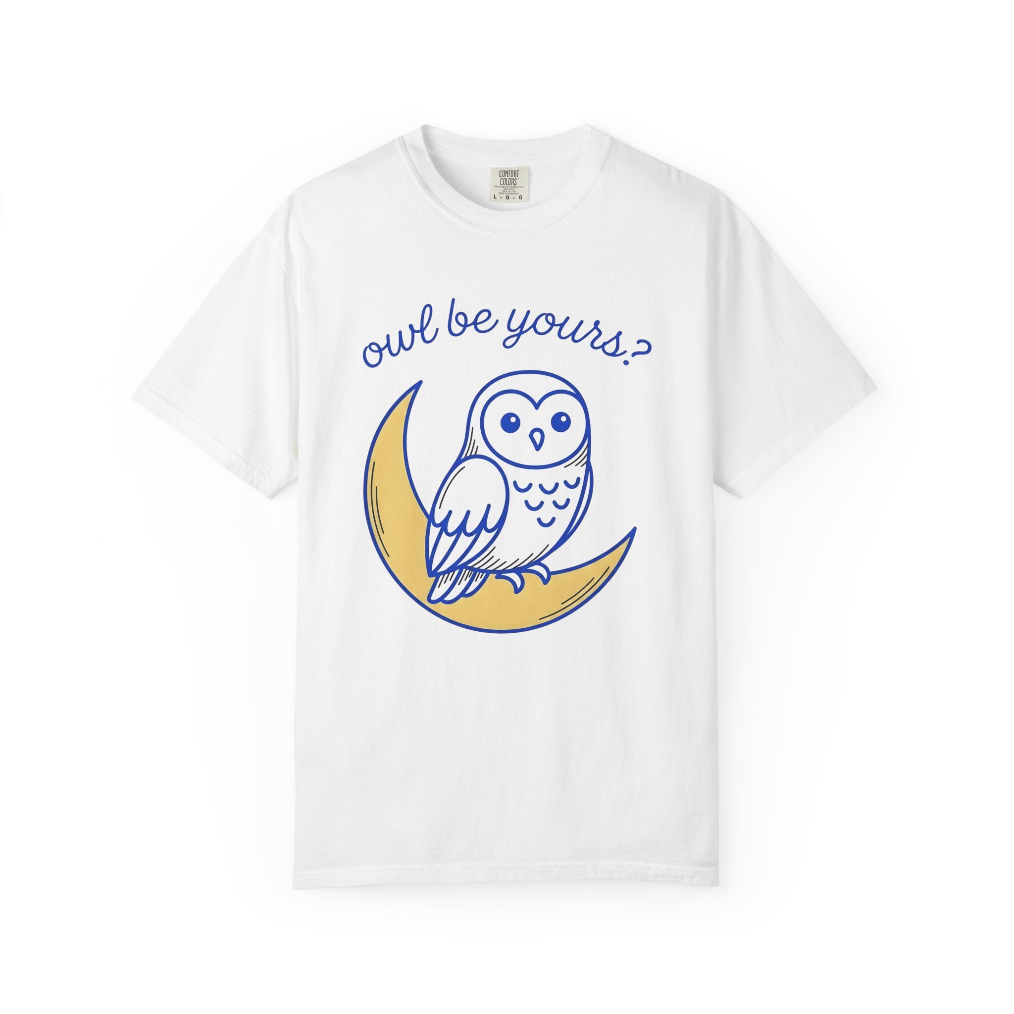 Owl Night Shirt Animals Love Gift Women Adorable Tee Owl T-Shirt Creature Fan Owl Art Tshirt Romance Graphic Simple Half Moon Tshirt
