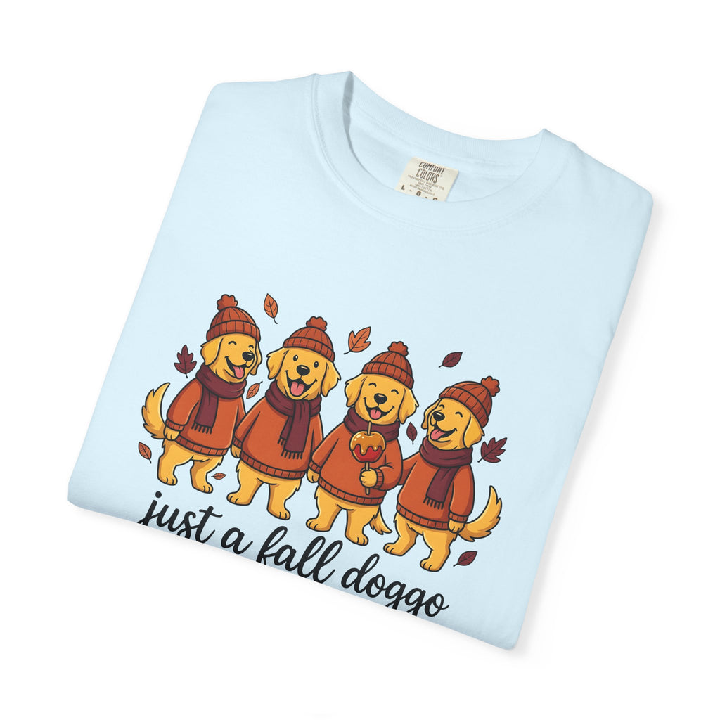 Golden Retriever Puppies Shirt Fall Animal Gift Women Anime Tee Puppy T-Shirt Autumn Fan Cartoon Tshirt Creature Graphic Doodle Maple Leaves