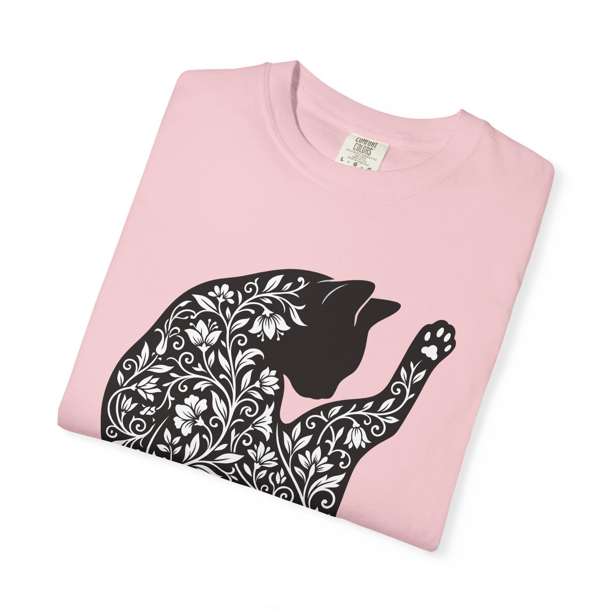 Flower Cat Shirt Cat Outdoors Gift Women Hippie Tee Kitty T-Shirt Cat Fan Boho Tshirt Nature Graphic Simple Slug Tshirt