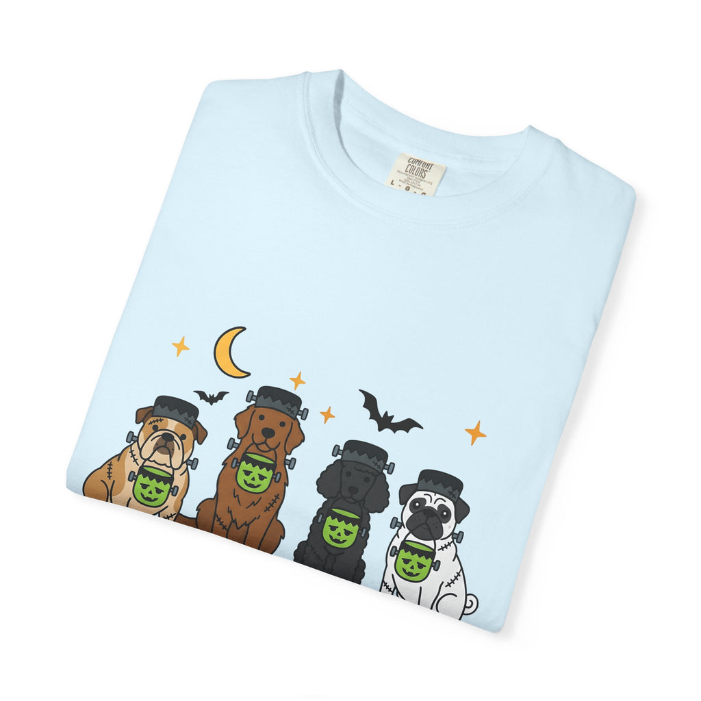 Puppy Group Shirt Halloween Animals Gift Women Anime Tee Puppies T-Shirt Spooky Fan Cartoon Tshirt Creature Graphic Line Art Flying Bat