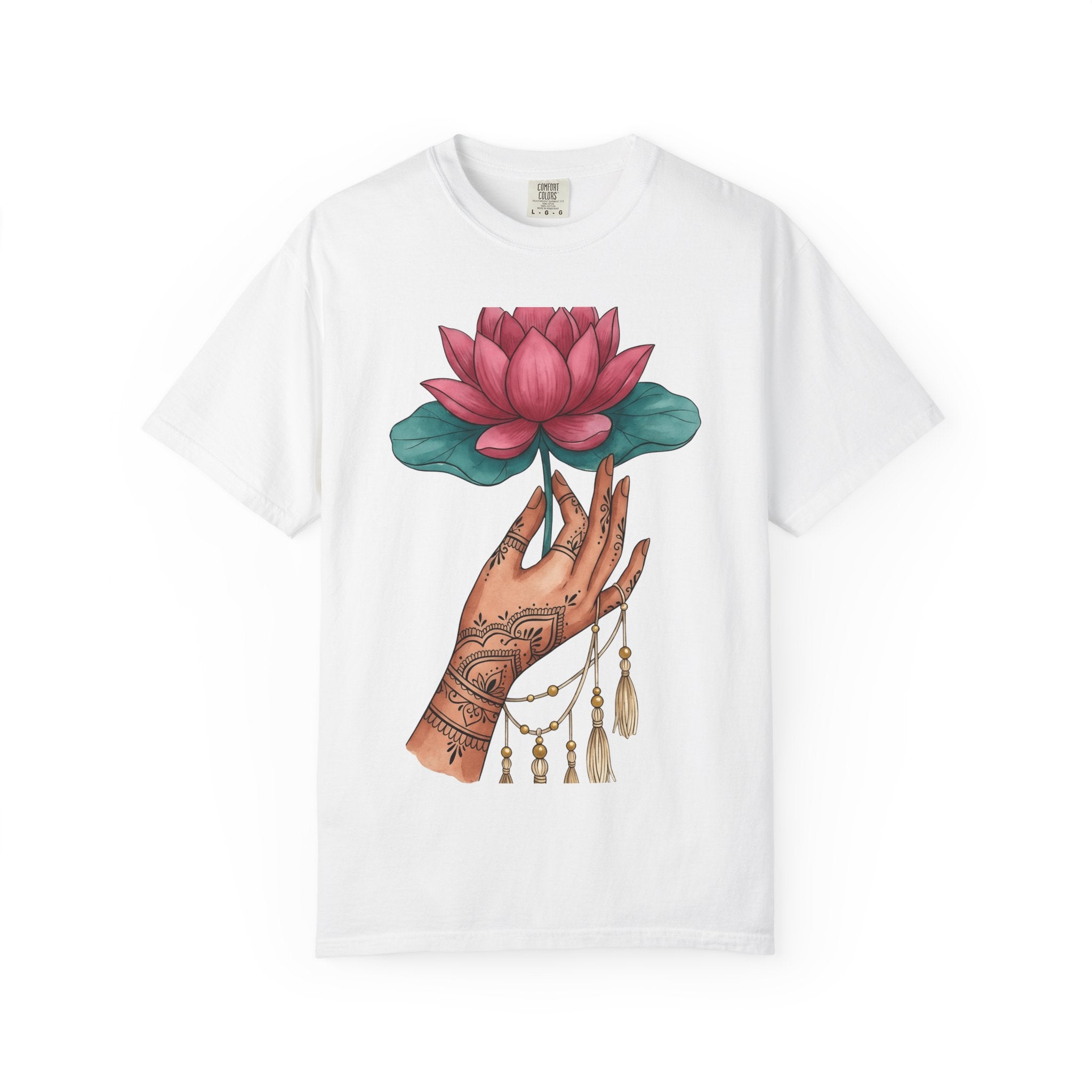 Lotus Fingers Shirt Boho Chic Spirituality Gift Women Tribal Tee Lotus T-Shirt Bohemian Enthusiast Ethnic Tshirt Spiritual Graphic Sketch