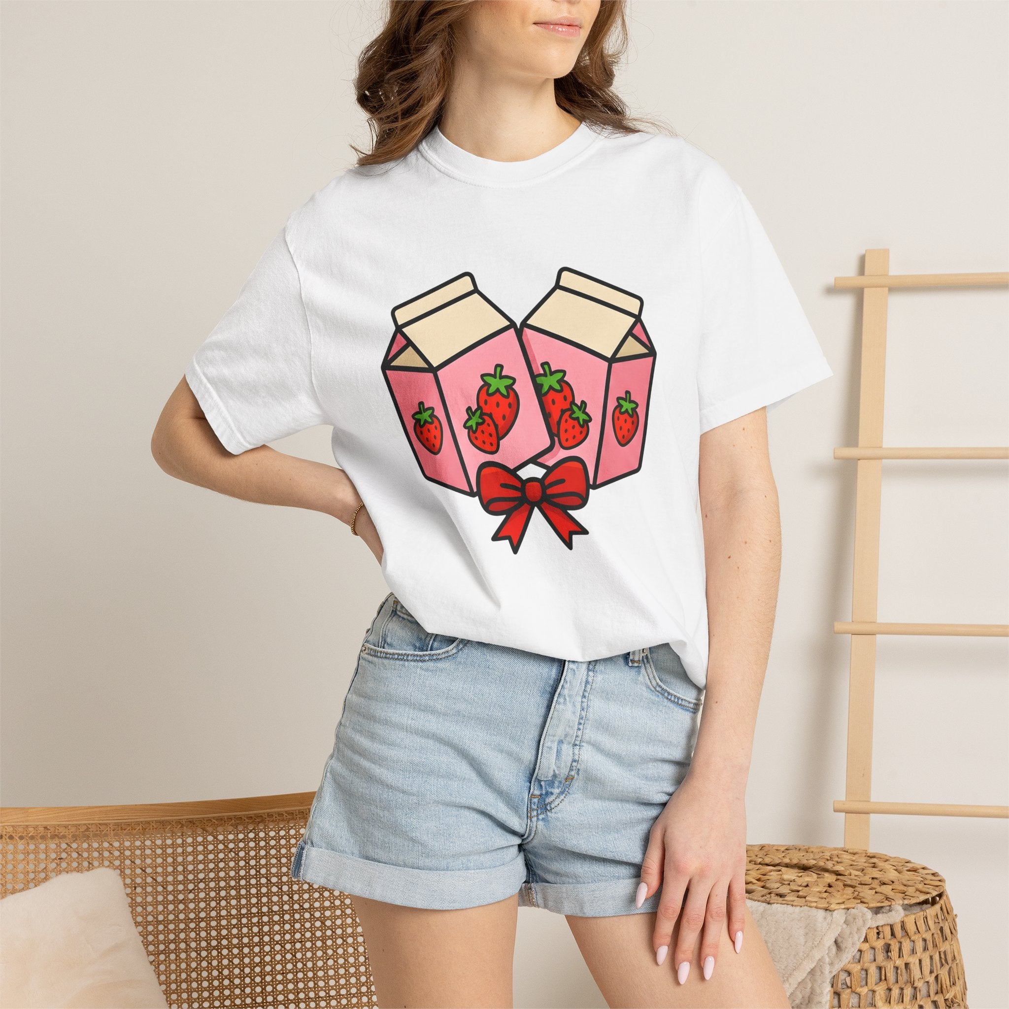 Strawberry Cream Carton Shirt Drinks Cuisine Gift Women Sweet Tee Cream Carton T-Shirt Beverage Fan Dairy Tshirt Food Graphic Illustration