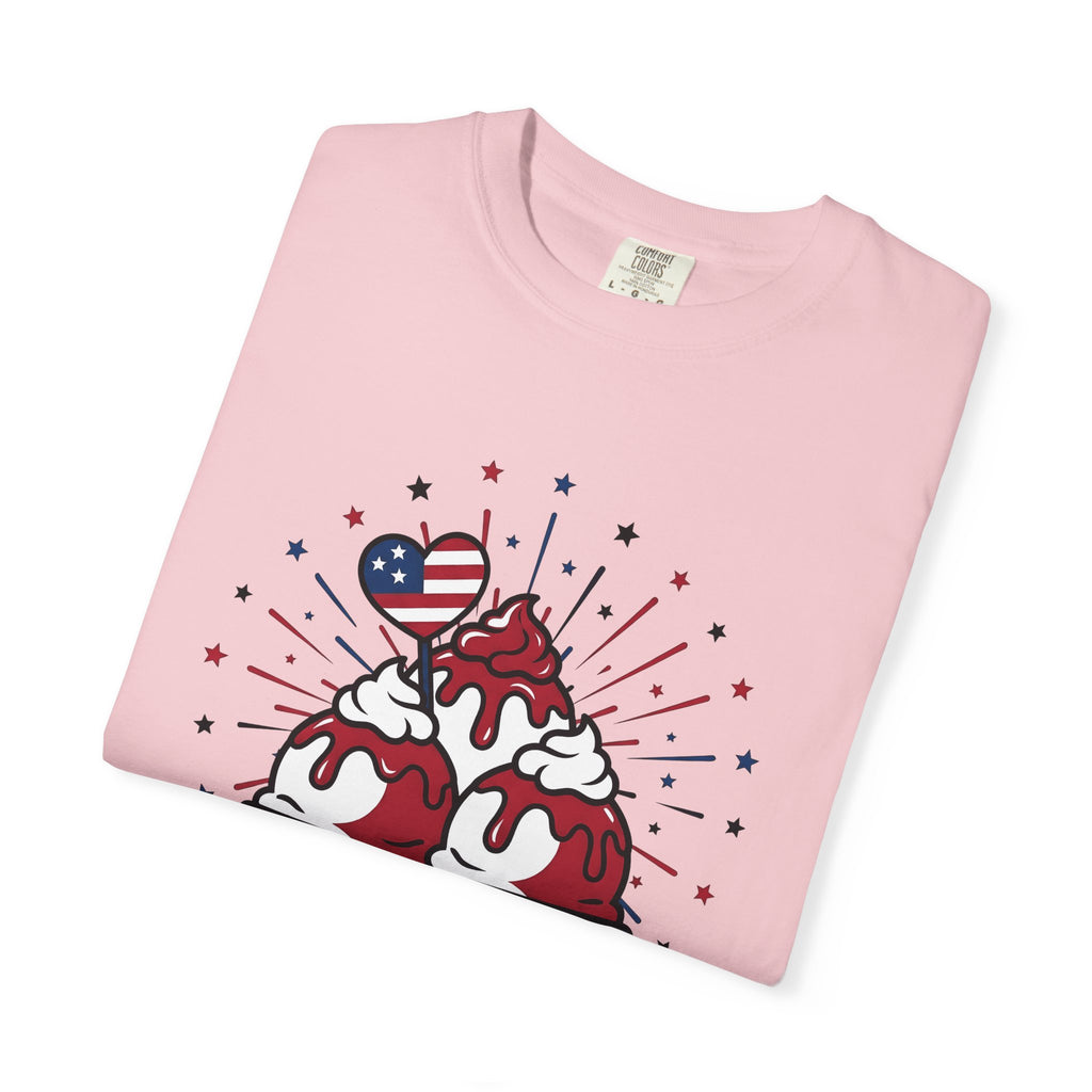 Ice Cream Scoop Shirt Desserts America Gift Women Kawaii Tee Ice Cream Ball T-Shirt Sweets Fan Cute Tshirt Usa Graphic Classic Glitter
