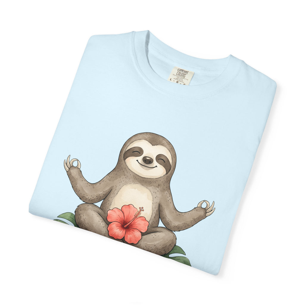 Sloth Yoga Shirt Yoga Animal Gift Women Whimsical Tee Slow Loris T-Shirt Yoga Enthusiast Wildlife Graphic Tshirt Watercolor Hibiscus Tshirt