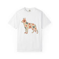German Shepherd Puppy Shirt Dog Critters Gift Women Flower Art Tee Alsatian T-Shirt Dog Fan Canine Graphic Tshirt Clean Floral Tshirt