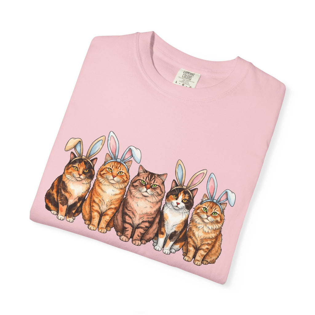 Cats Bunny Ears Shirt Easter Cat Gift Women Watercolor Tee Kitten T-Shirt Bunny Fan Feline Graphic Hand Drawn Animal Group Tshirt