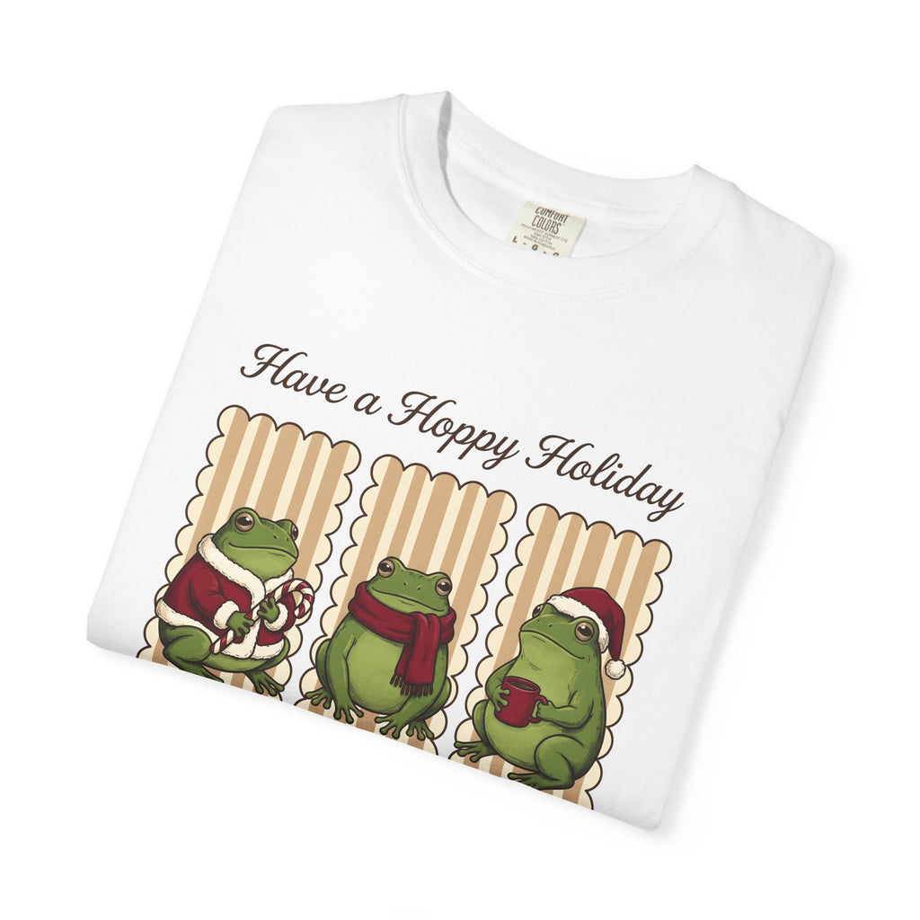 Frog Xmas Illustration Shirt Christmas Pets Gift Women Funny Tee Toad T-Shirt Xmas Fan Humorous Tshirt Animal Graphic Cartoon Santa Cap