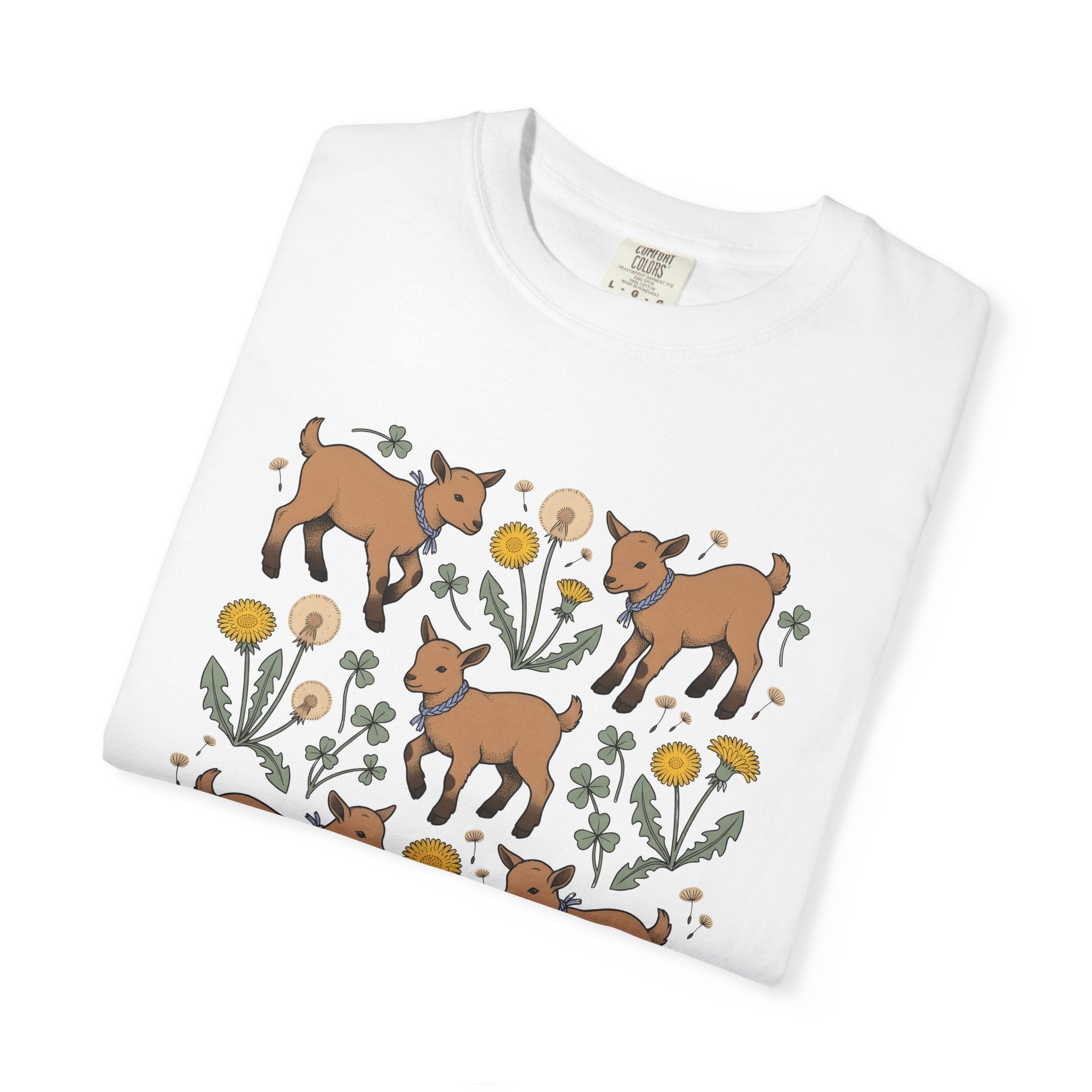 Baby Goat Shirt Cottagecore Pet Gift Women Vintage Tee Kid T-Shirt Homesteader Fan Retro Tshirt Animal Graphic Sketch Dandelion Tshirt