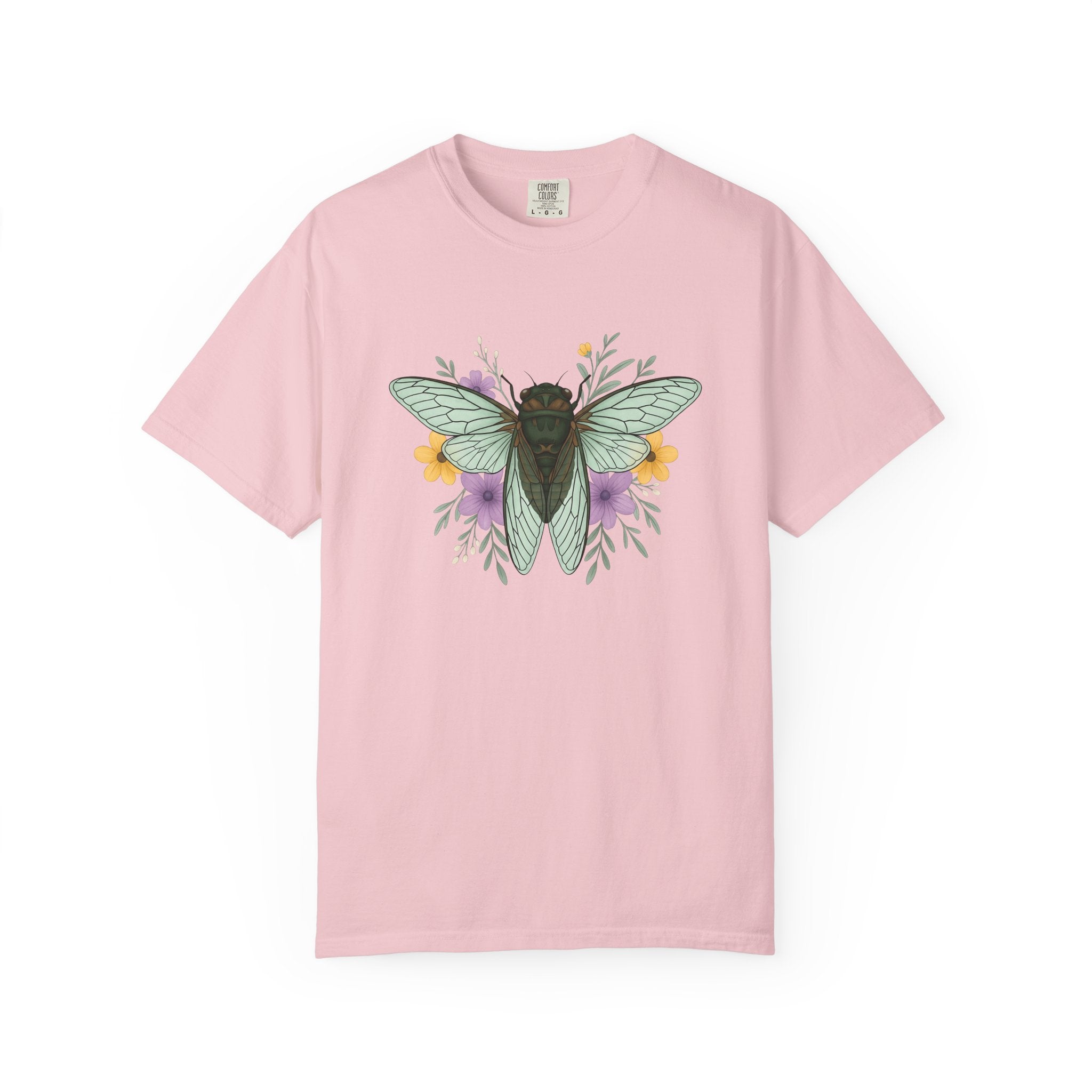 Cicada Floral Shirt Cottagecore Nature Gift Women Botanical Tee Cicada T-Shirt Homesteader Fan Botanical Illustration Outdoor Graphic