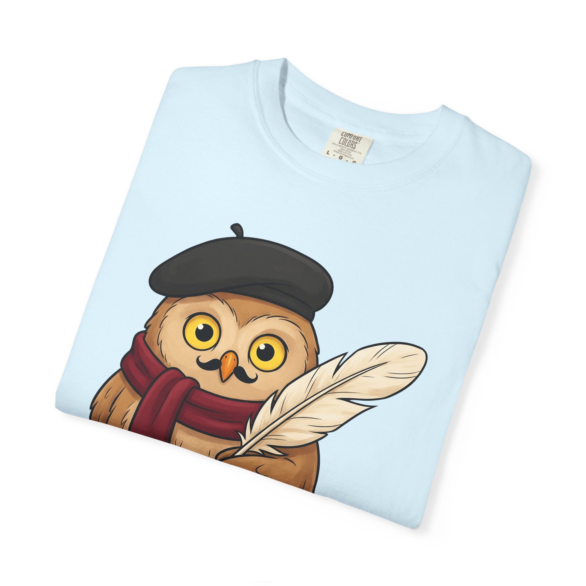 French Owl Shirt Funny Pet Gift Women Line Art Tee Owl T-Shirt Humor Fan Owl Tshirt Pet Graphic Hand Drawn Wing Plume Tshirt