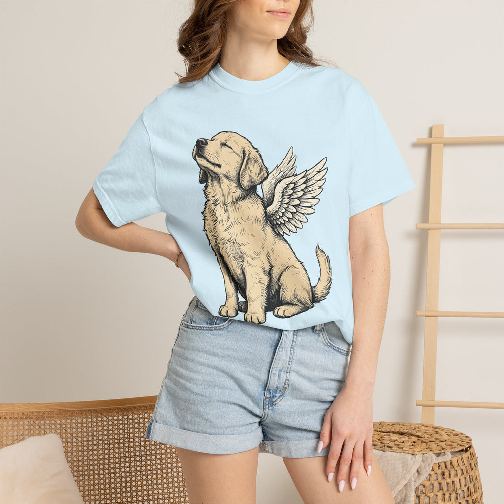 Angel Dog Shirt Dog Angel Gift Women Hand Drawn Tee Puppy T-Shirt Dog Fan Canine Tshirt Spiritual Graphic Vintage Wings Tshirt