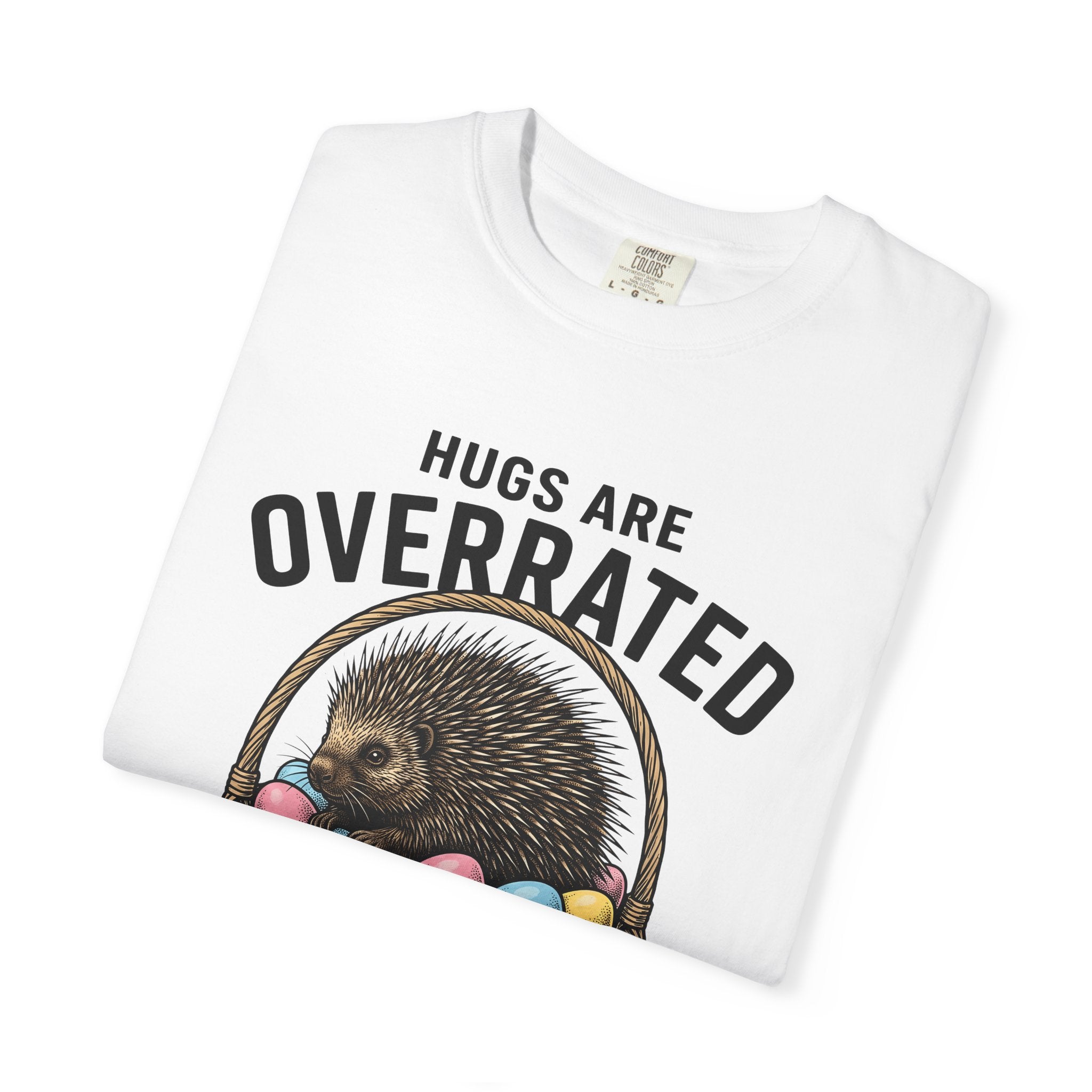 Porcupine Basket Shirt Easter Animal Gift Women Vintage Tee Wickerwork T-Shirt Easter Fan Retro Tshirt Wildlife Graphic Hand Drawn Easter