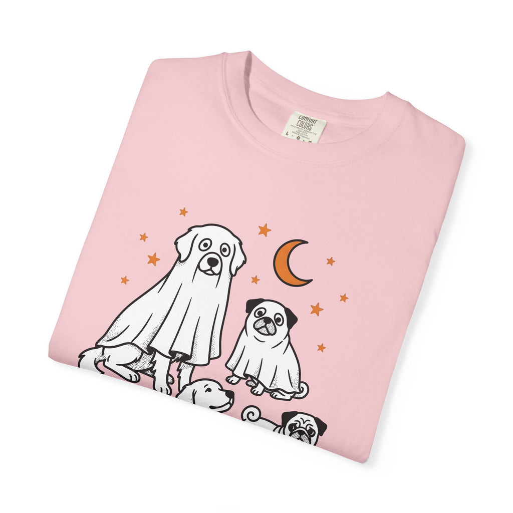 Canine Specter Art Shirt Halloween Puppy Gift Women Caricature Tee Dog Spirit T-Shirt Horror Fan Ghost Tshirt Puppy Graphic Line Art Squash