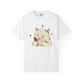 Cat Reading Shirt Cat Bookworm Gift Women Hand Drawn Tee Kitty T-Shirt Feline Fan Illustrated Graphic Vintage Stars Tshirt