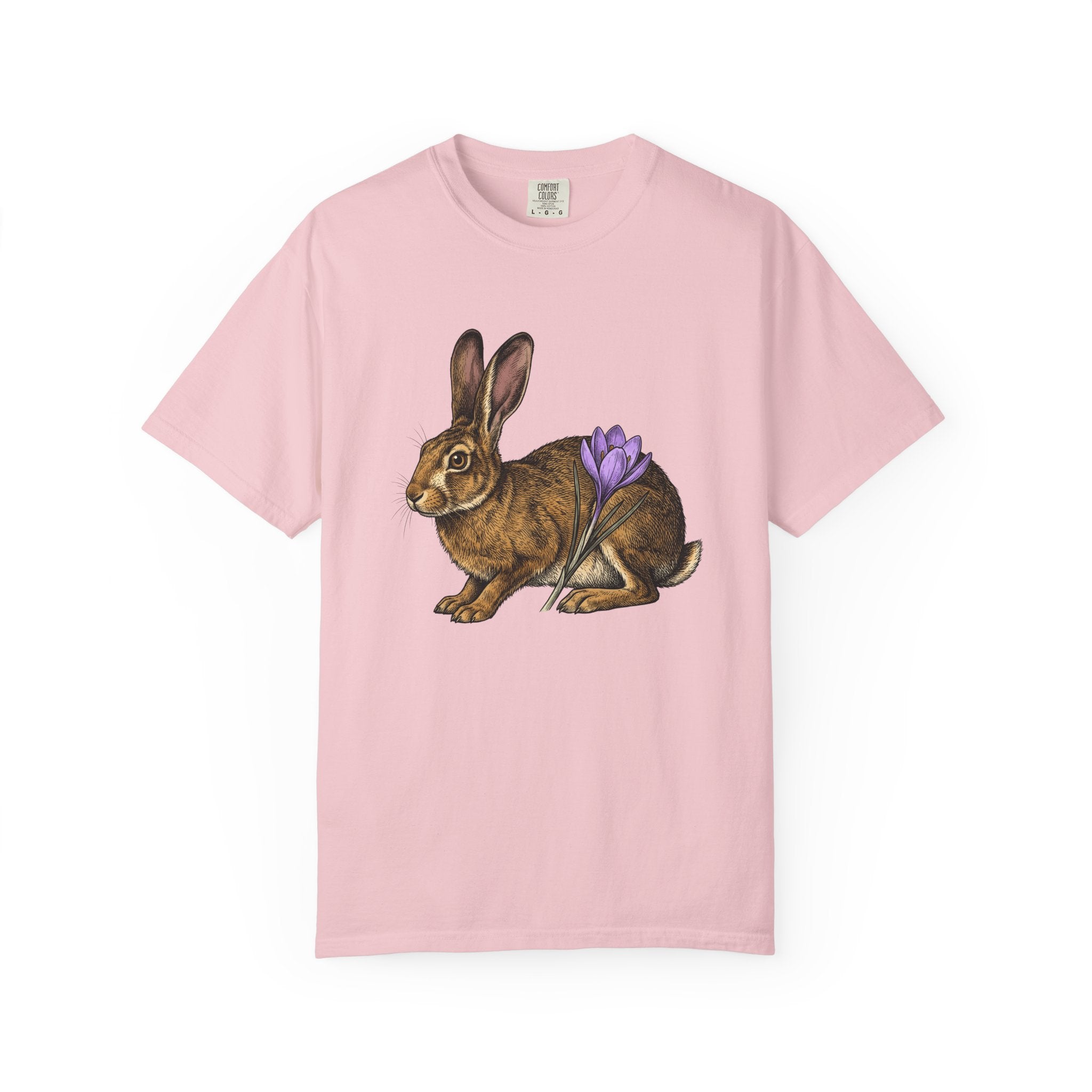 Bunny Rabbit Shirt Spring Celebration Gift Women Shabby Chic Tee Rabbit T-Shirt Springtime Fan Distressed Tshirt Party Graphic Doodle Flower