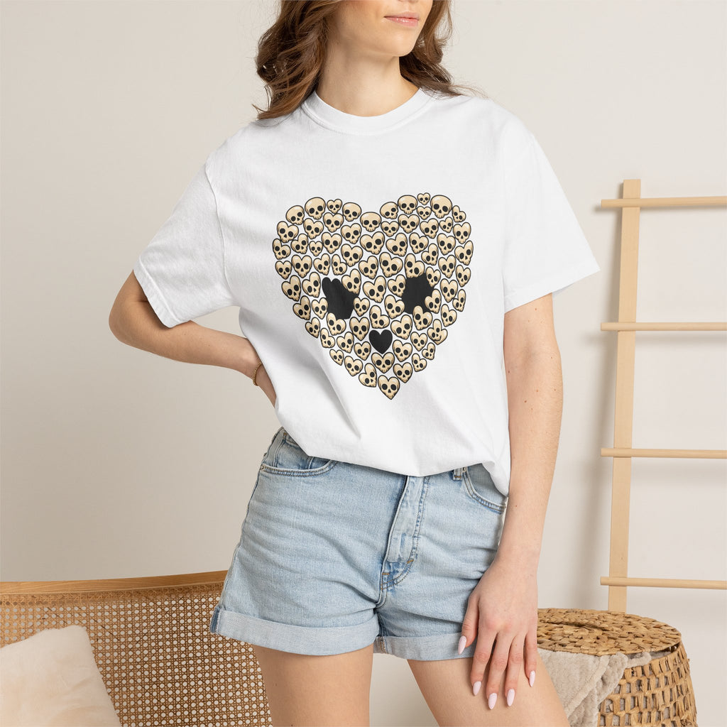 Skull Heart Shirt Valentines Day Emo Gift Women Comic Tee Sugar Skull T-Shirt Valentine Fan Cartoon Tshirt Goth Graphic Dark Print Tshirt